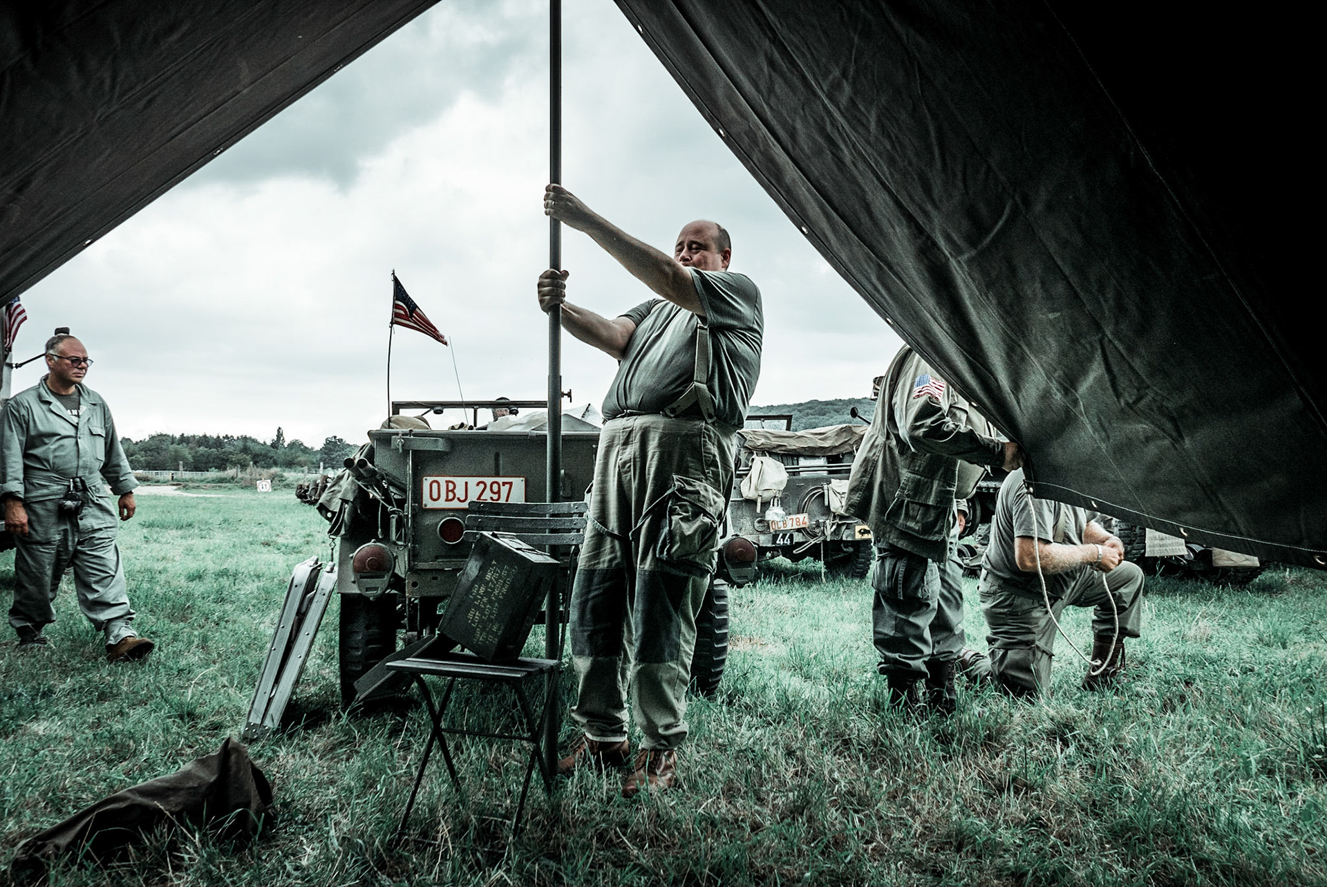 Opzetten van kampementen tijdens Liberation weekend 2019, Rijckholt 13-9-2019