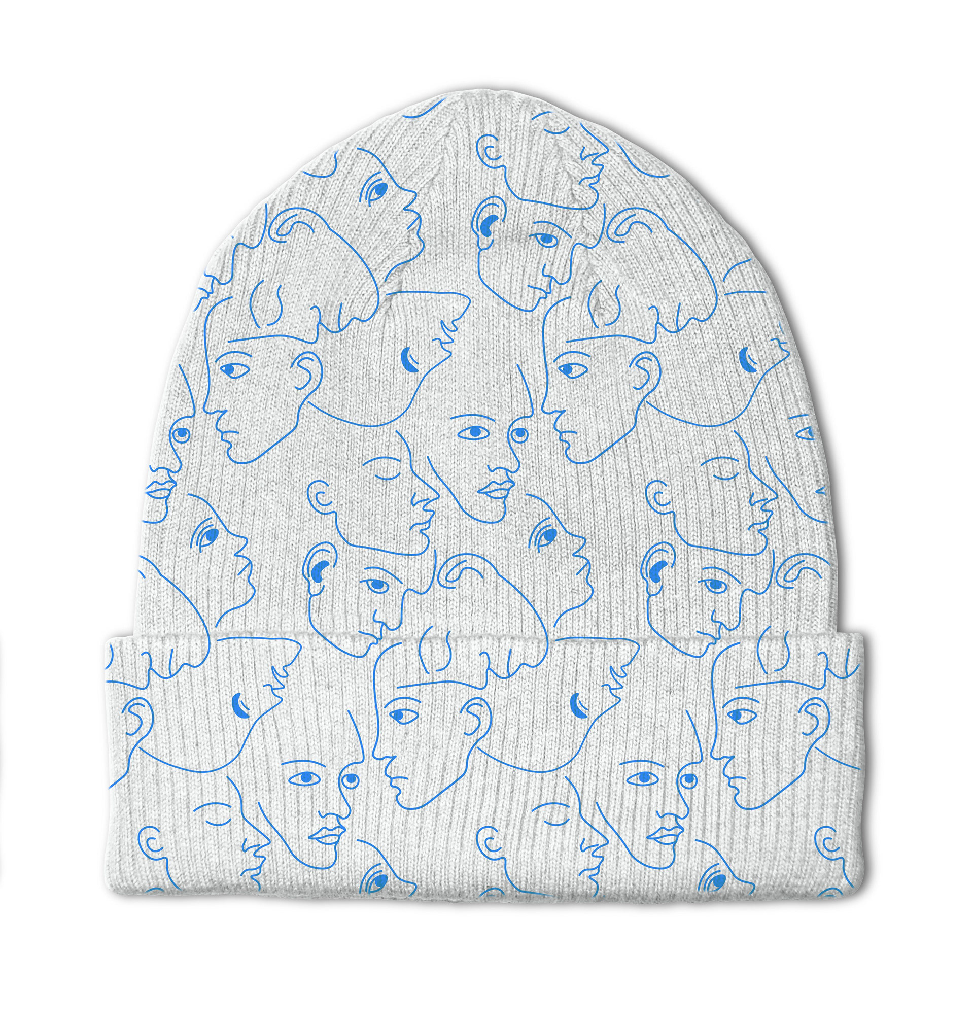 Bleu Picasso Heads beanie