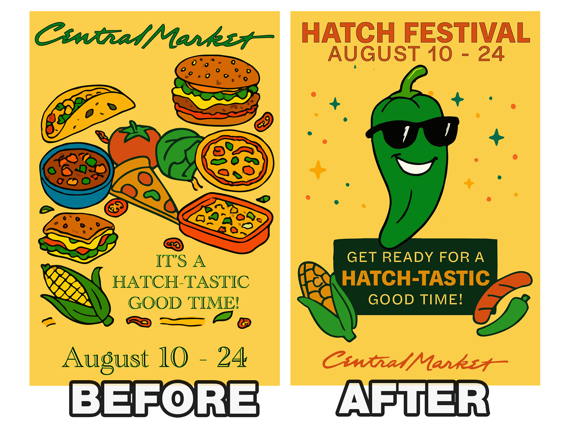 before and after central market poster design