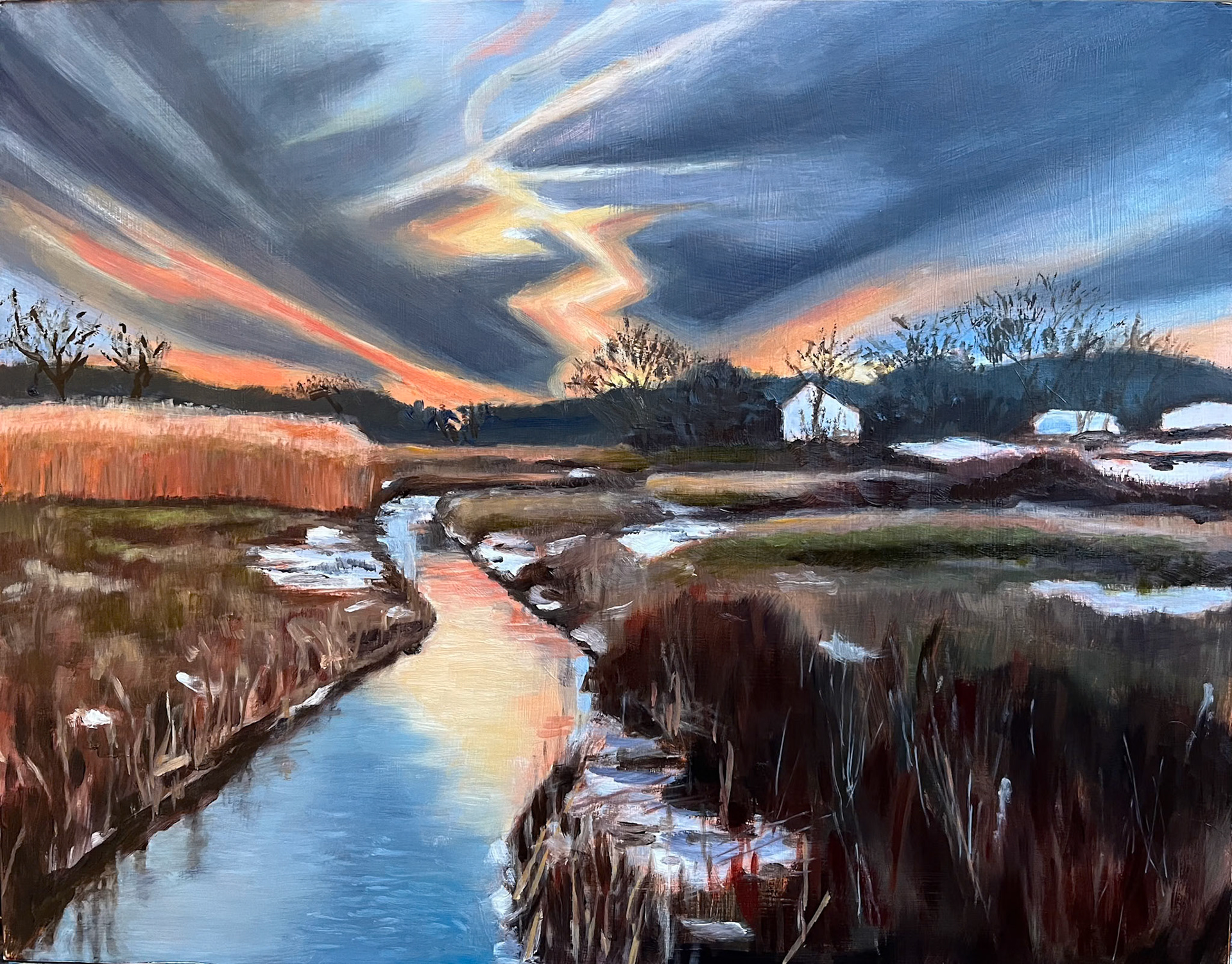 Winter Marsh, 14x11, oil on wood