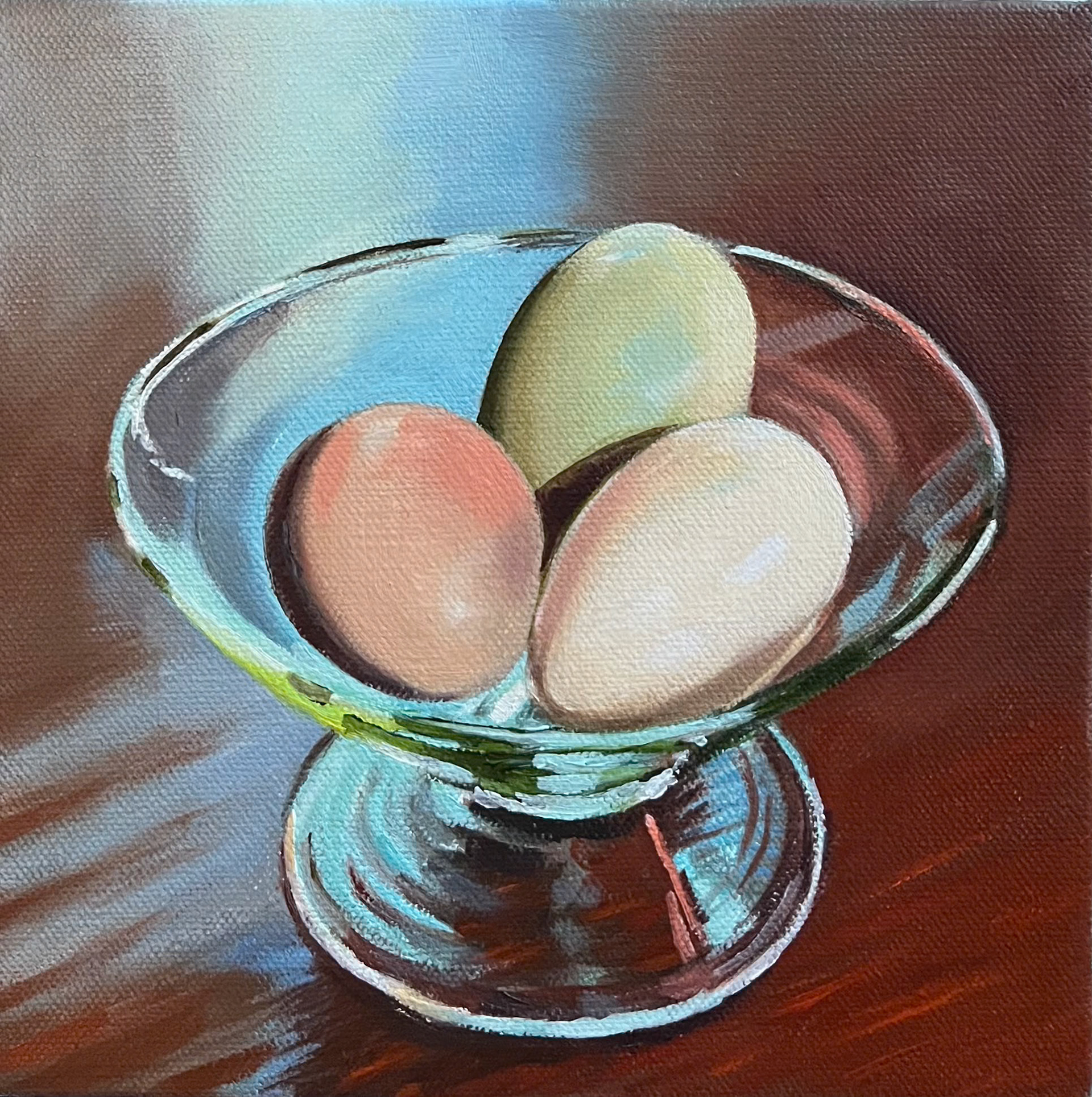 Farm Eggs, 8x8, oil on canvas