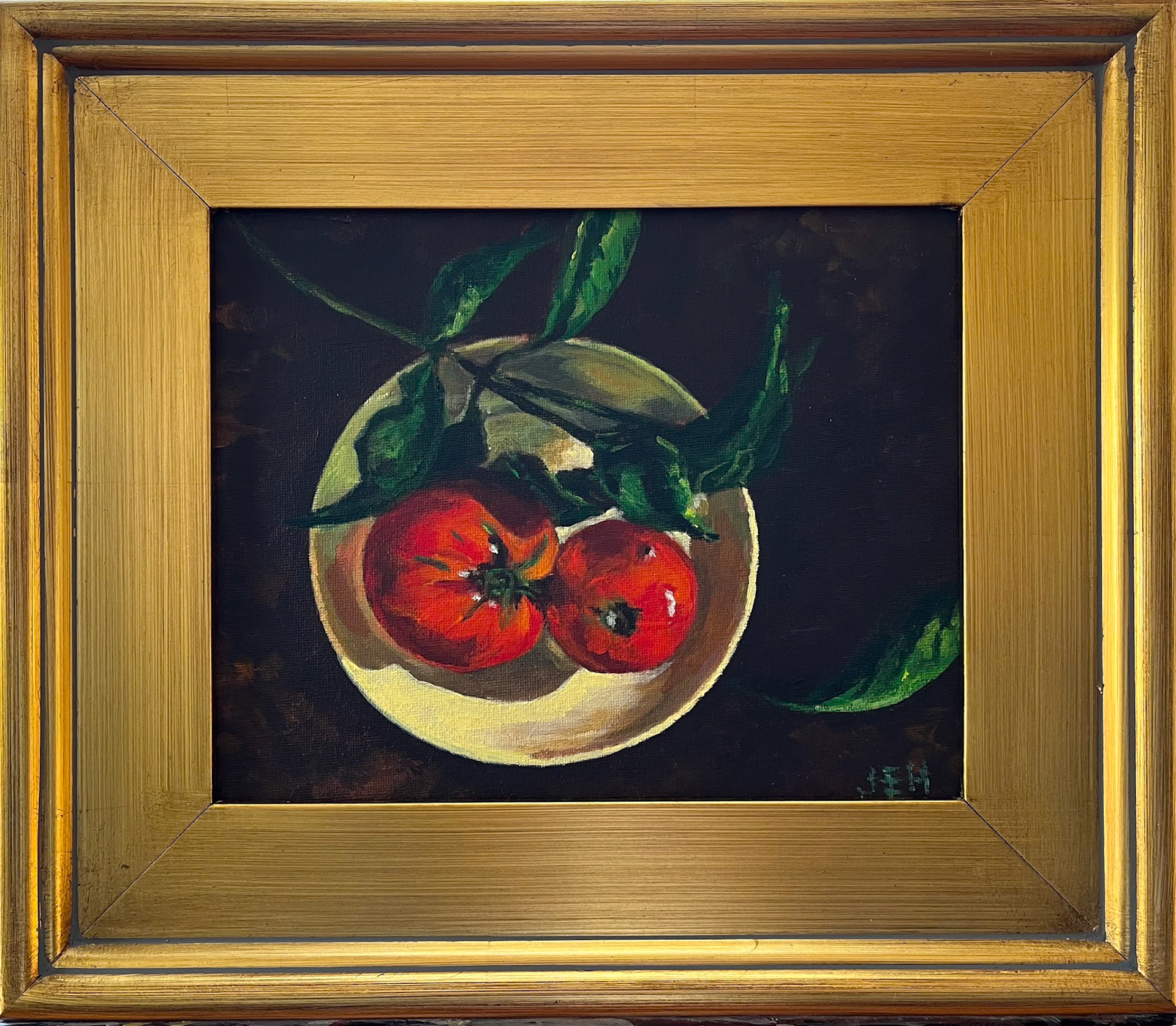 [SOLD] Tomatoes & Basil, 10x8, acrylic on canvas board