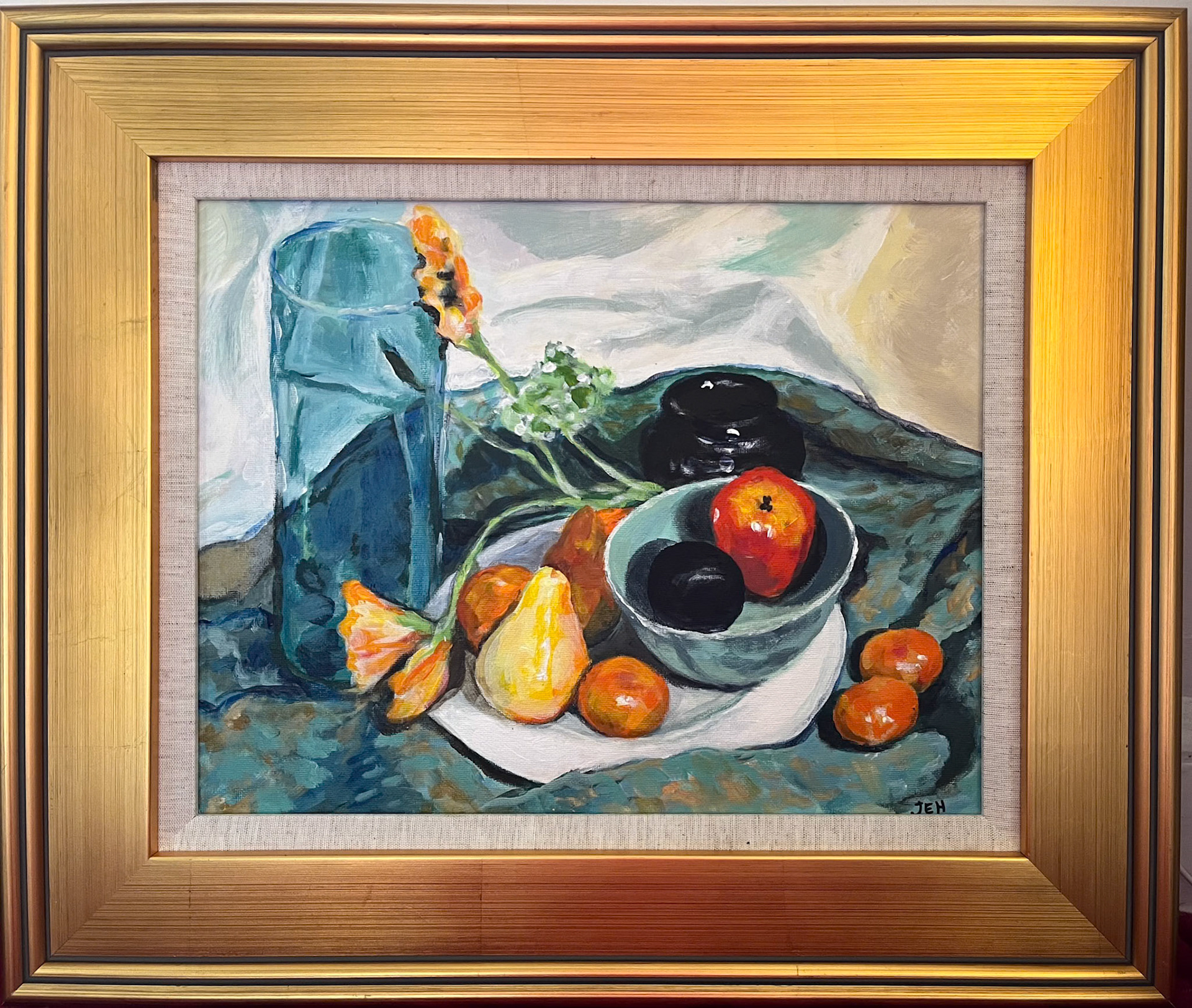 [SOLD] Still life with tangerines, 14x11, acrylic on canvas paper, mounted