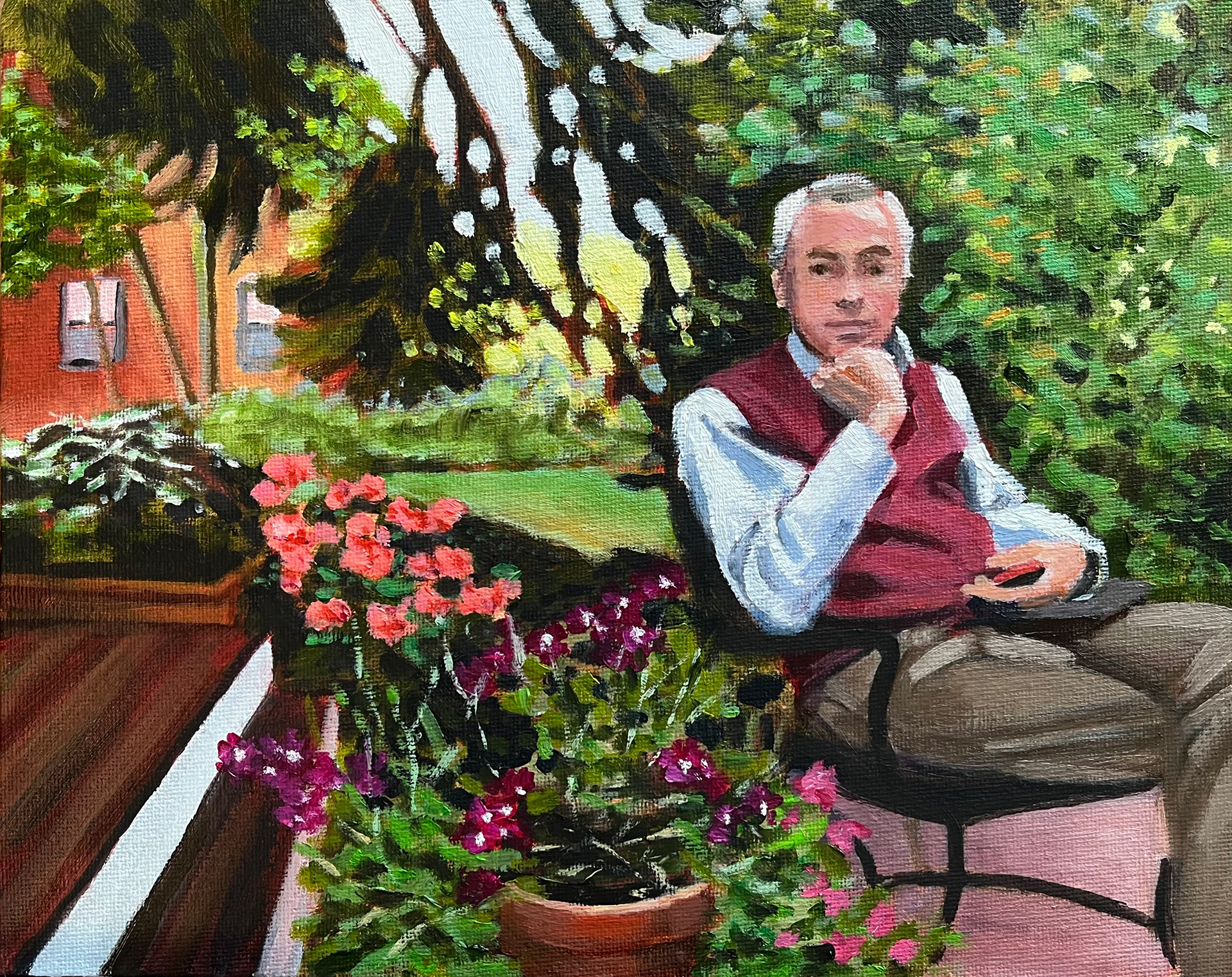 Summer Patio, 10x8, oil on canvas board