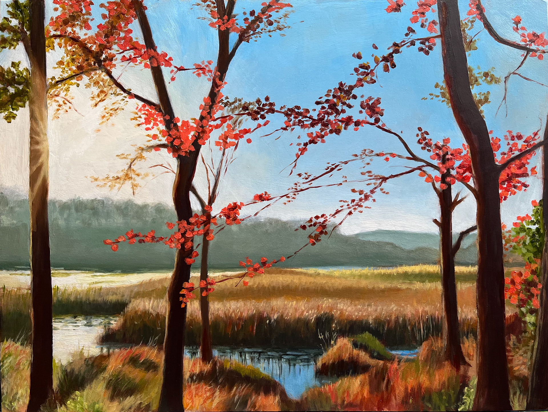 Marsh in Autumn, 16x12, oil on panel