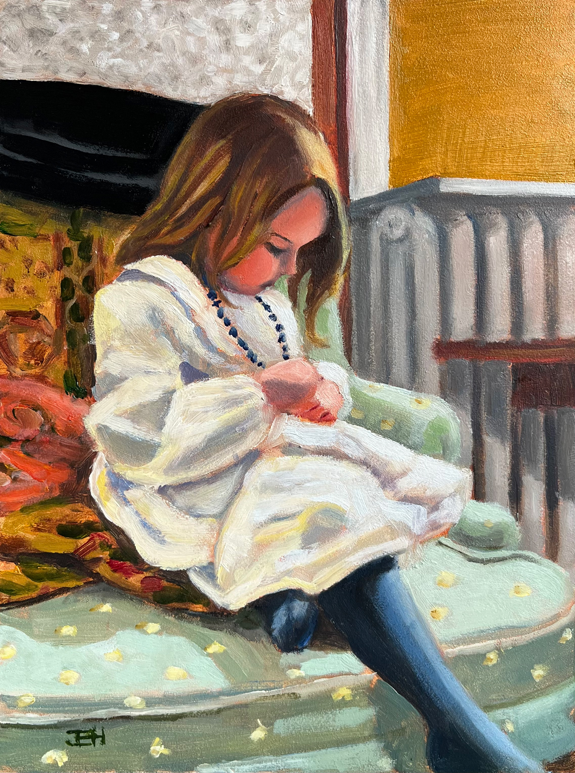 [SOLD] Blue Beads, 6x8, oil on gessoboard (SOLD)