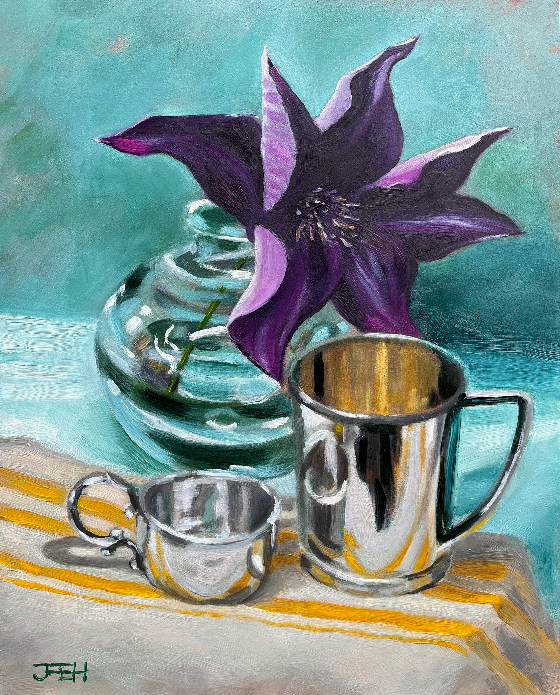 Clematis, 8x10, oil on gesso board