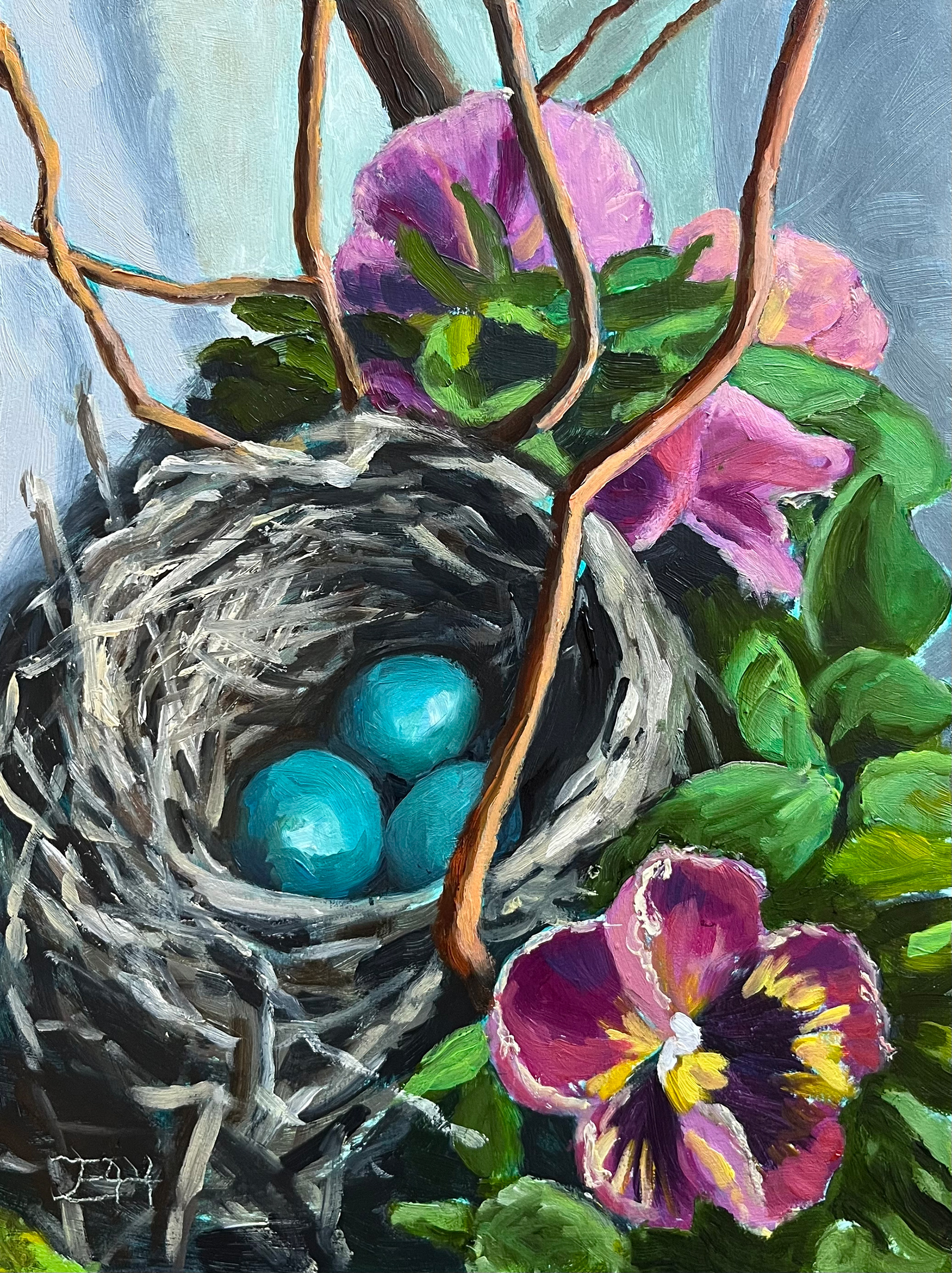 Robin's Eggs, 6x8, oil on gesso board