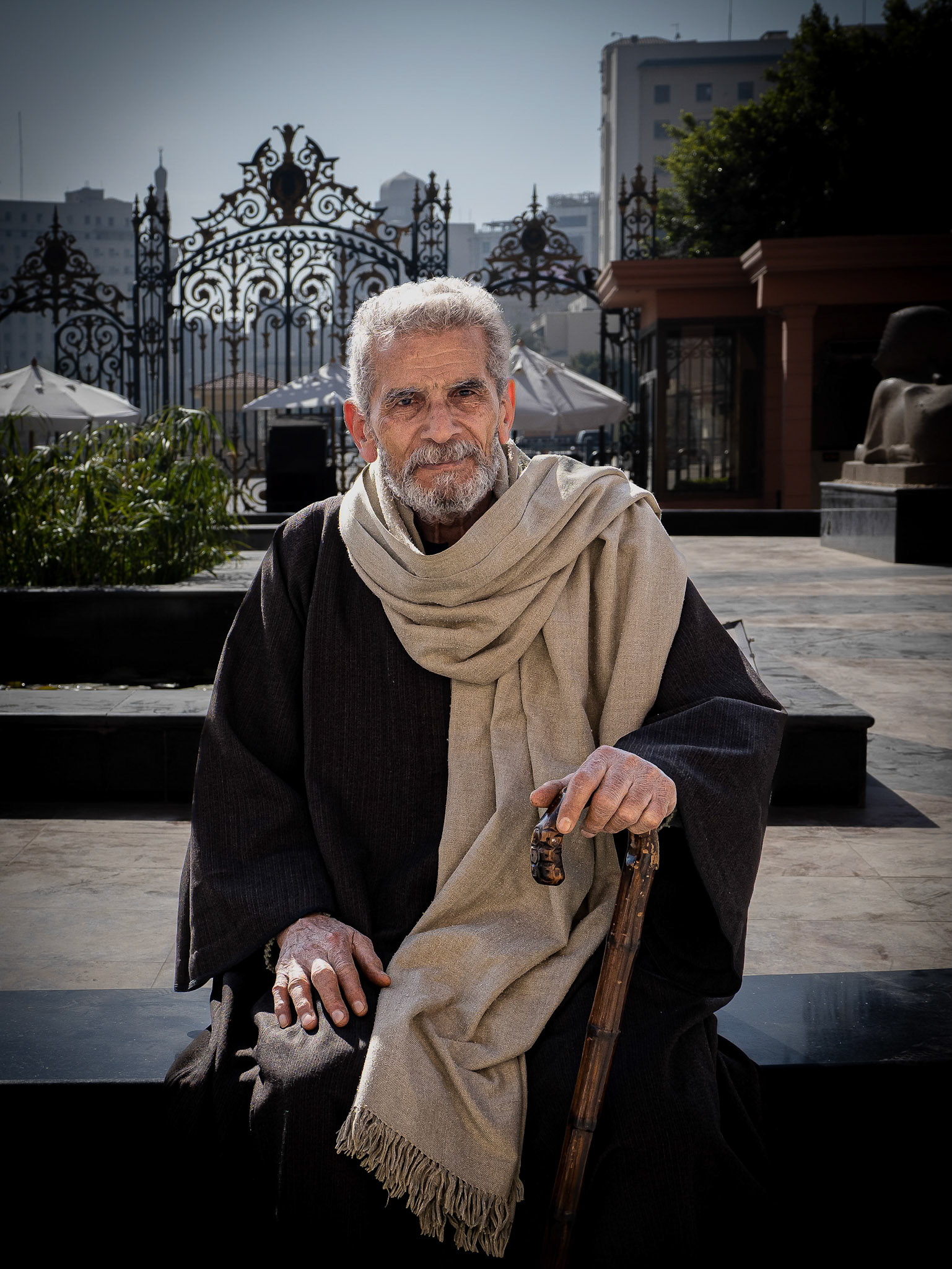 I saw this distinguished gentlement in front of the Egyptian Museum and asked if I could take his photo.  We was a willing and friendly subject.