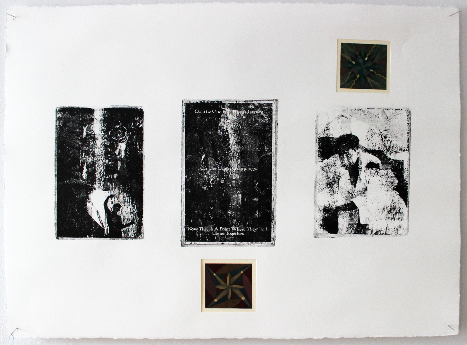 BROTHER, 2023, Monoprint, Gouache, Sewing Needles and Thread