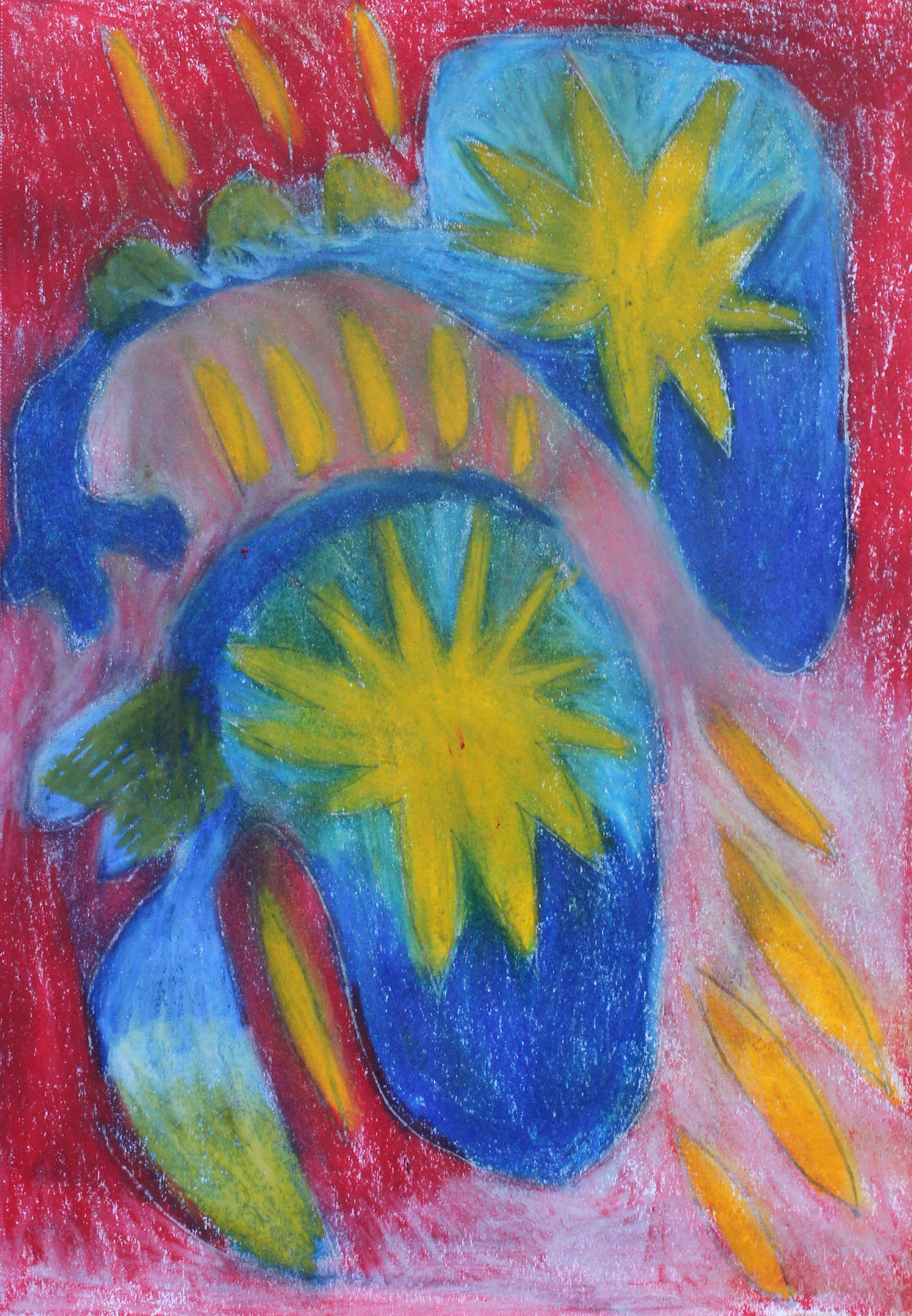 Little Dancers #1, 2025, Colored Pencil, Wax Pastel, Graphite, 5.5x8