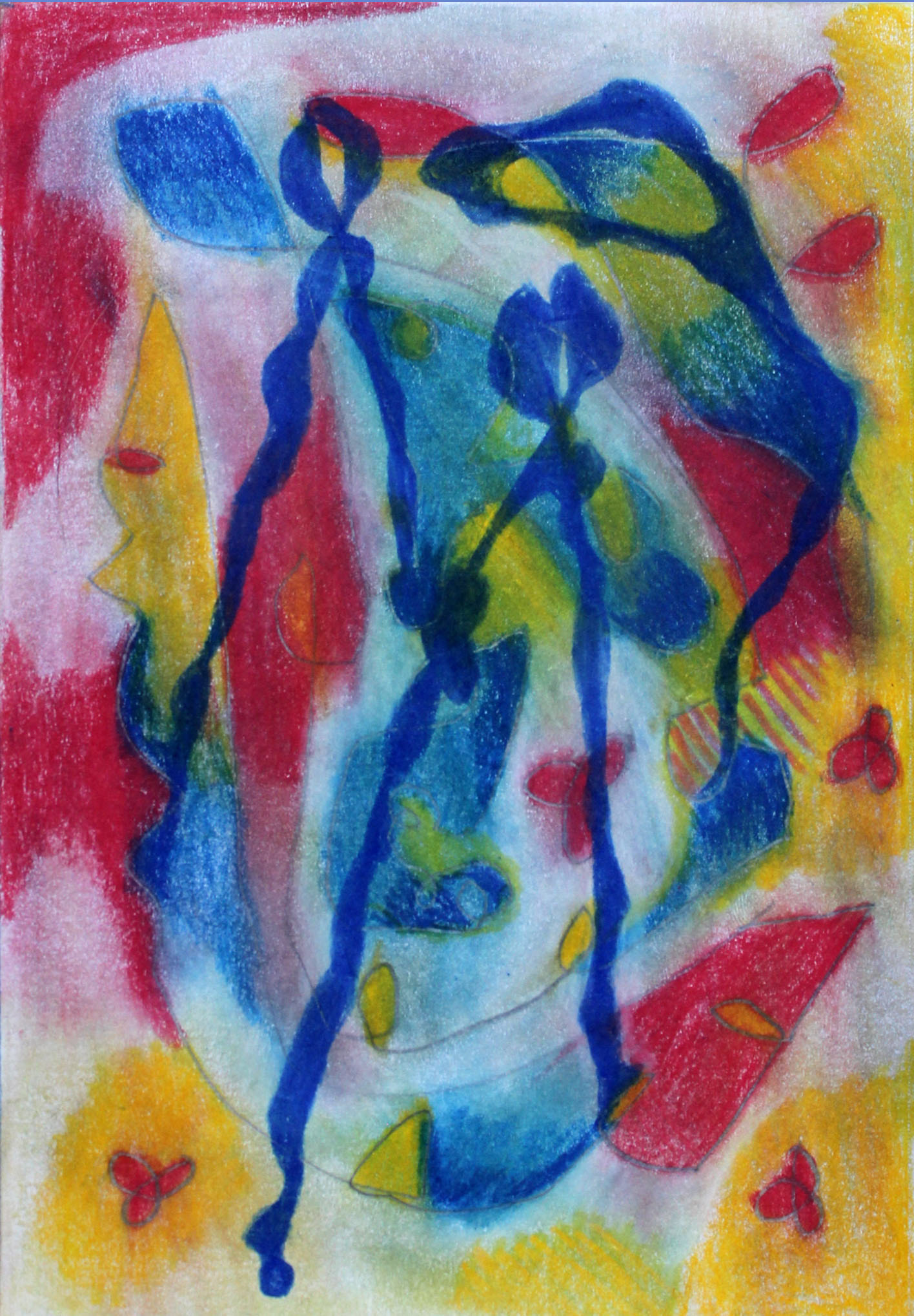 Little Dancers #2, 2025, Colored Pencil, Wax Pastel, Graphite, 5.5x8