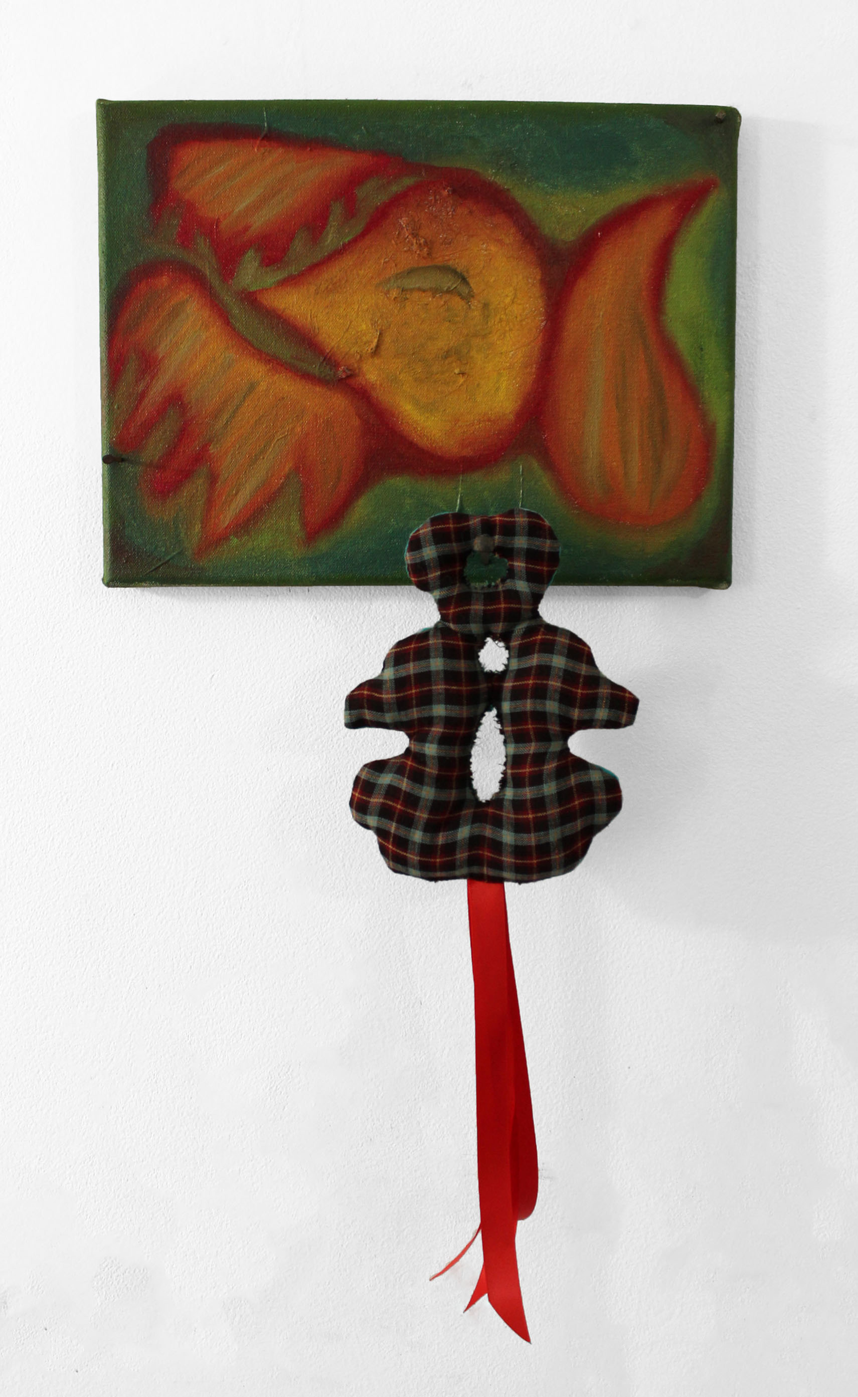 Toys, 2026, Oil, Cat Hair, Soft Sculpture, Antique Hand Forged Nails, 12x24x2