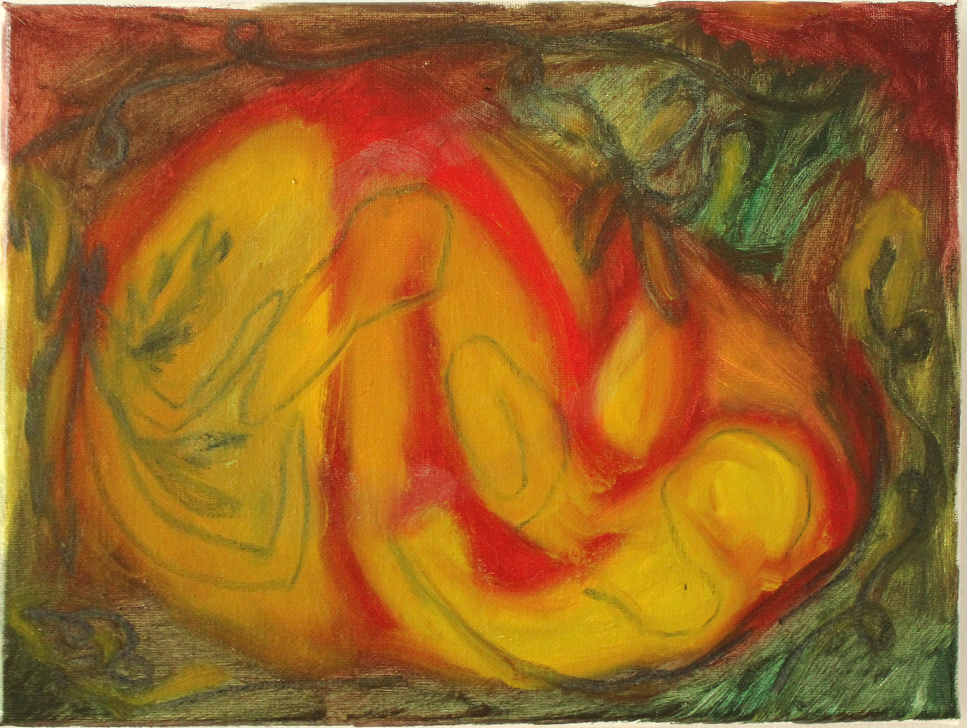 Womb, 2025, Oil and Charcoal, 8x10