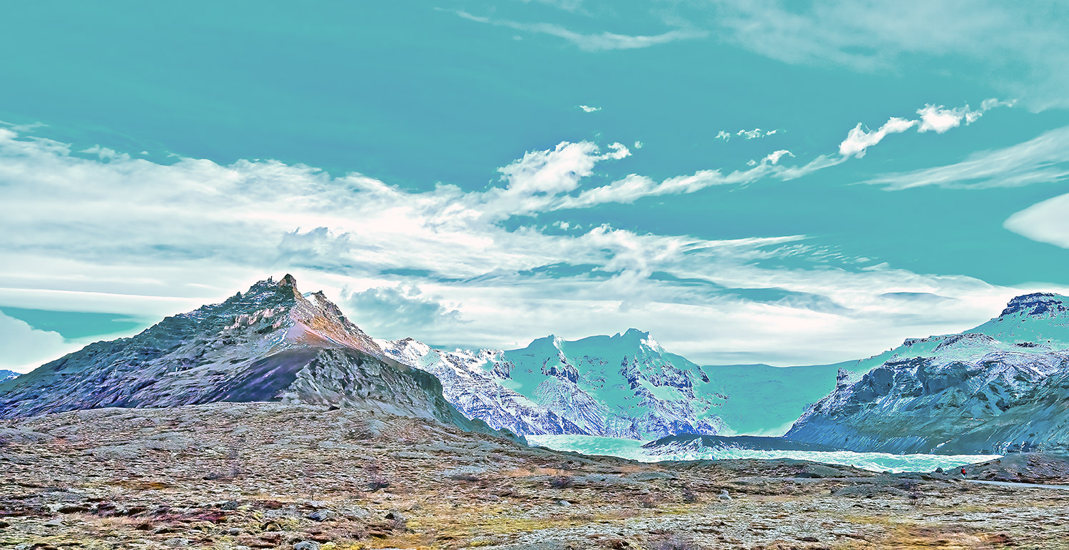 Svínafellsjökull glacier - note walker on far lower rt of frame, Red Backpack