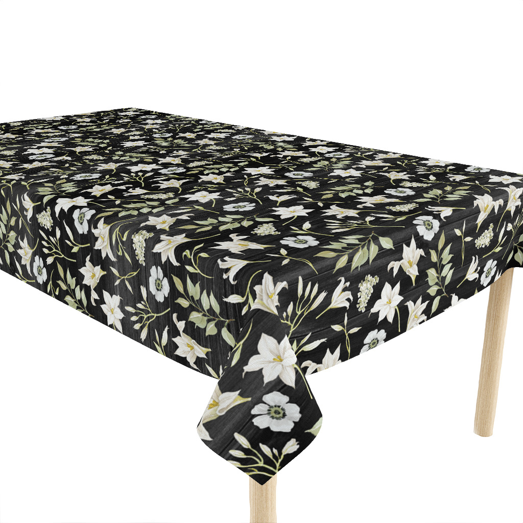 Florals on Black Tablecloth