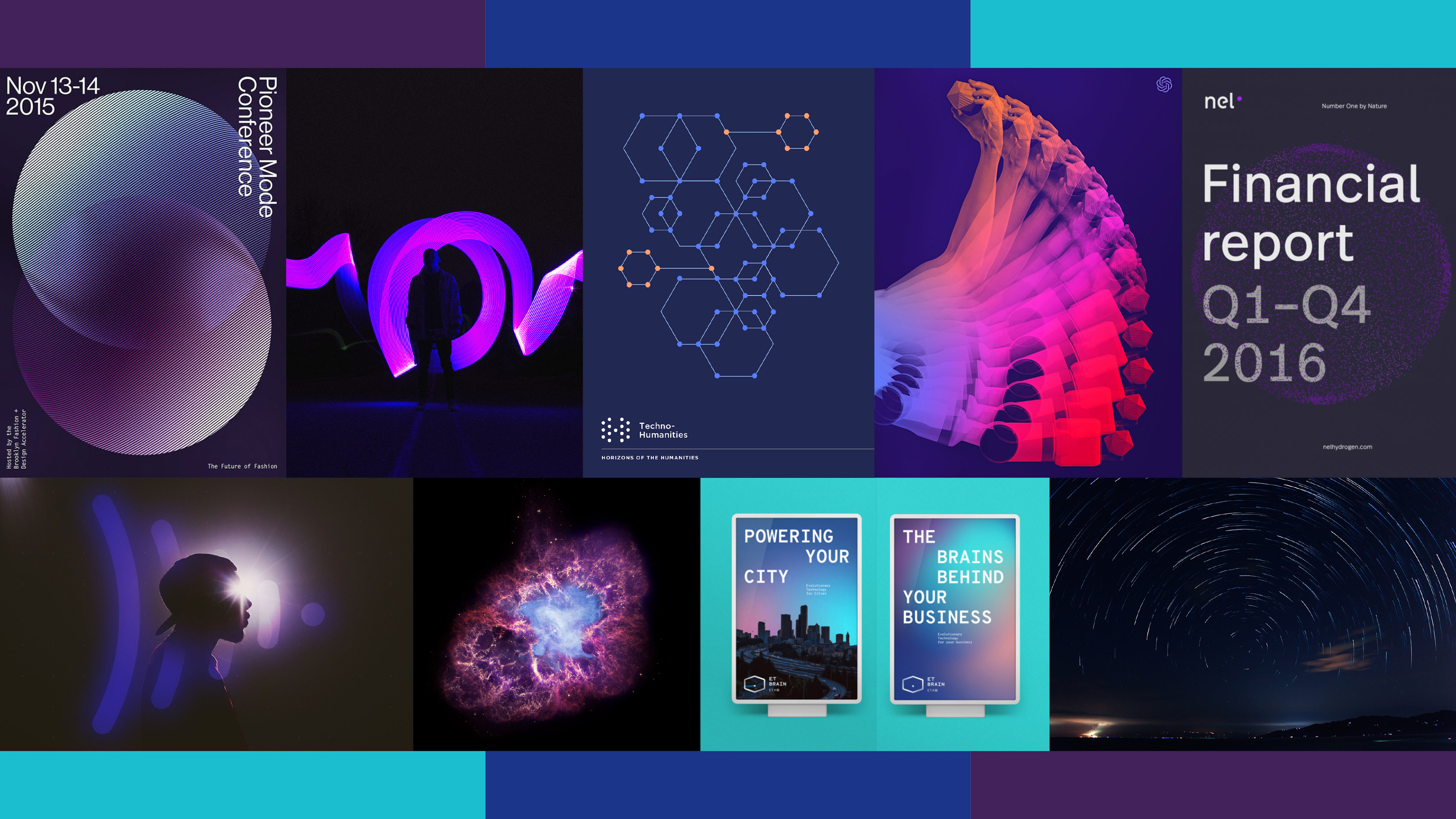 Visual moodboard that inspired the Nova brand identity.