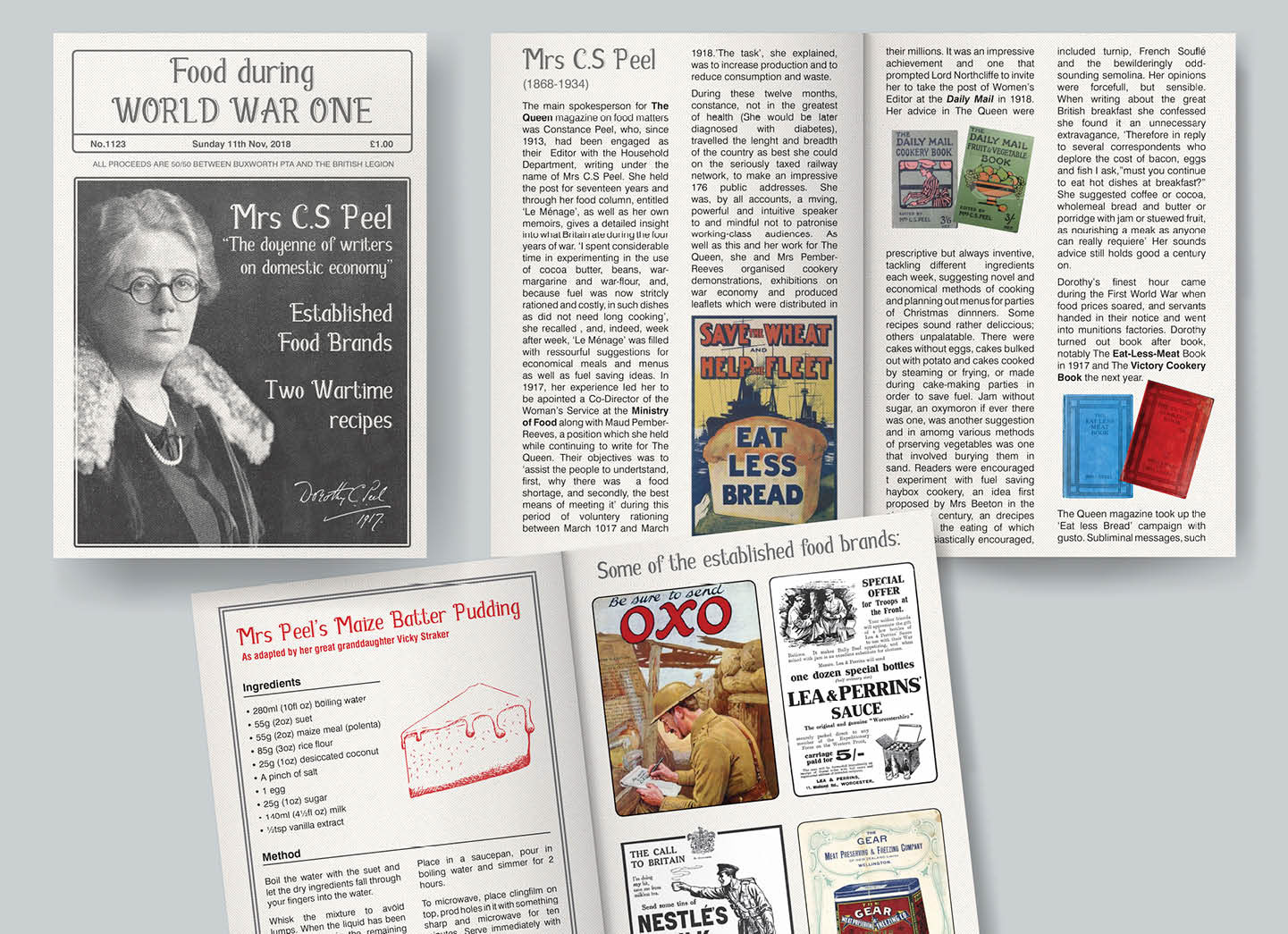 8 pages A5 booklet about food shortage, recipes.