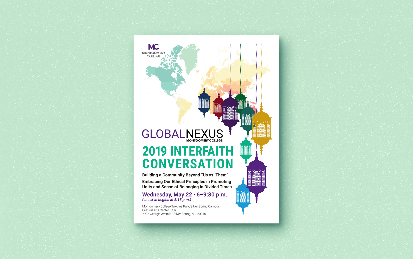 Montgomery College Interfaith Conversation event program cover.