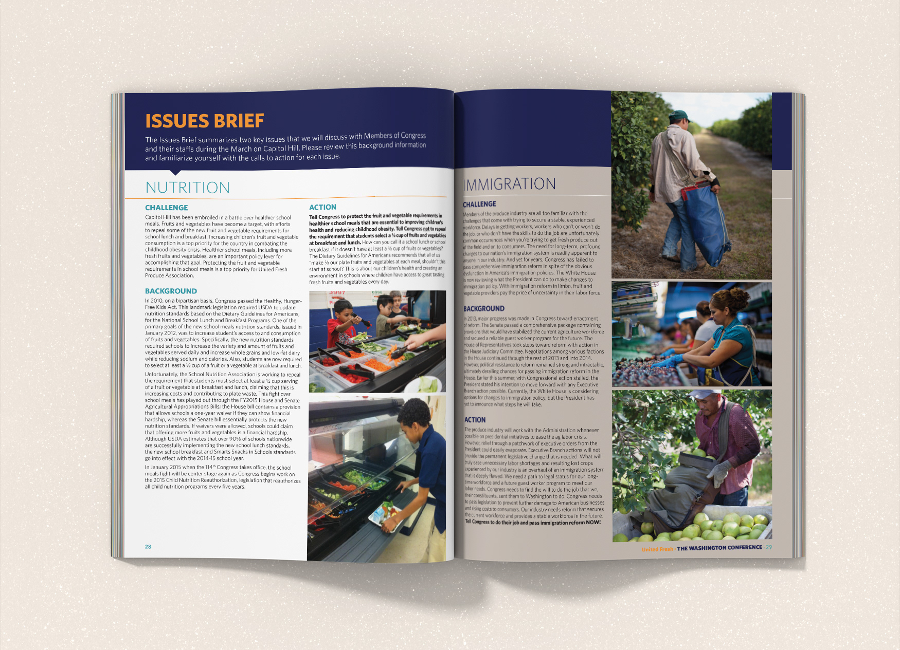 United Fresh Washington Conference program spread summarizing key issues.