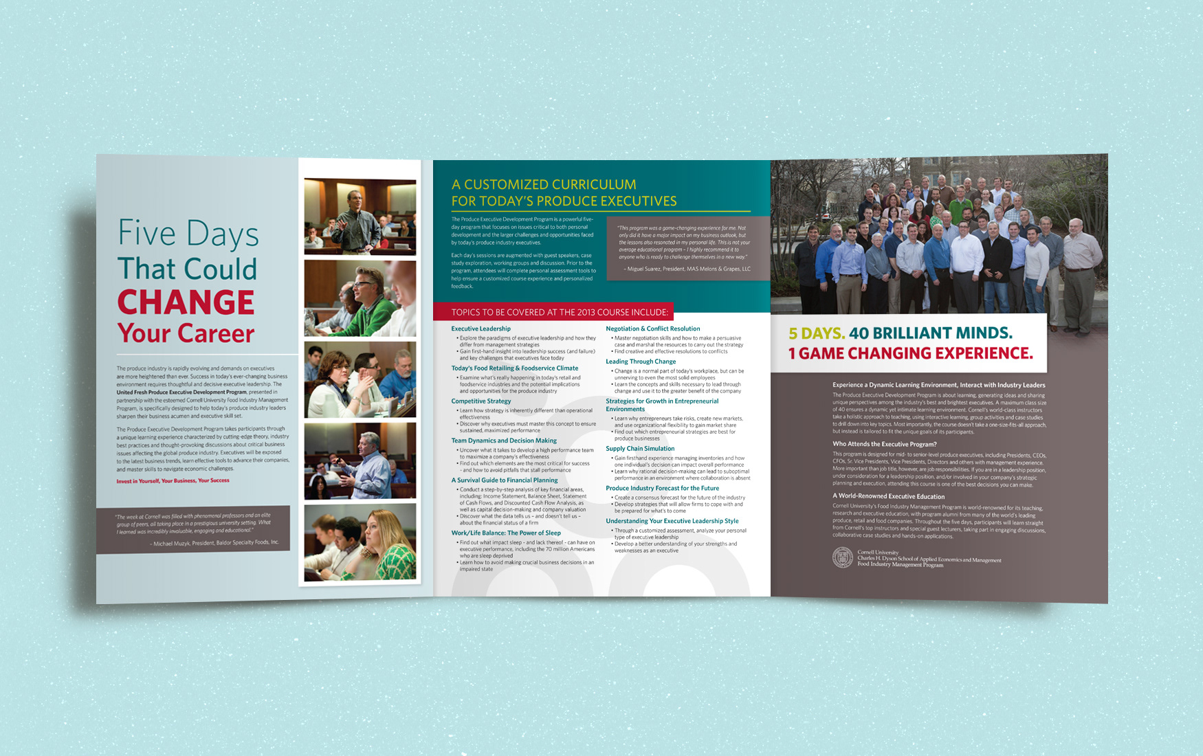 United Fresh Foundation & Cornell University Executive Development Program 2013 tri-fold brochure inside panels.
