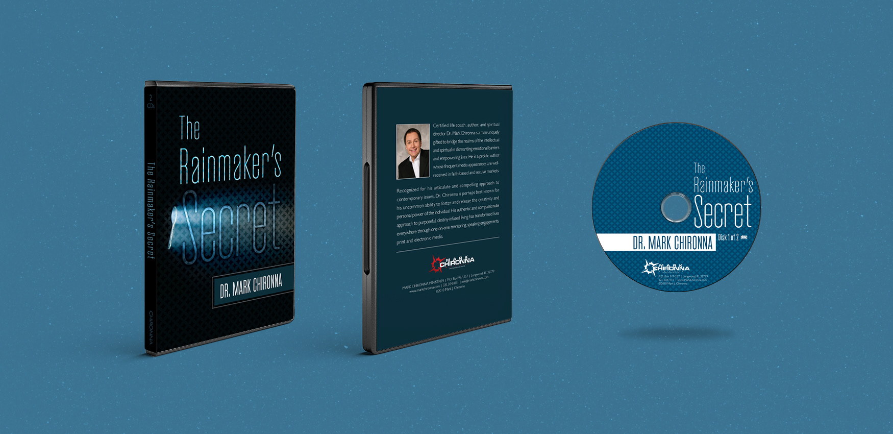 Mark Chironna Ministries DVD box covers and disc face for The Rainmaker's Secret set.