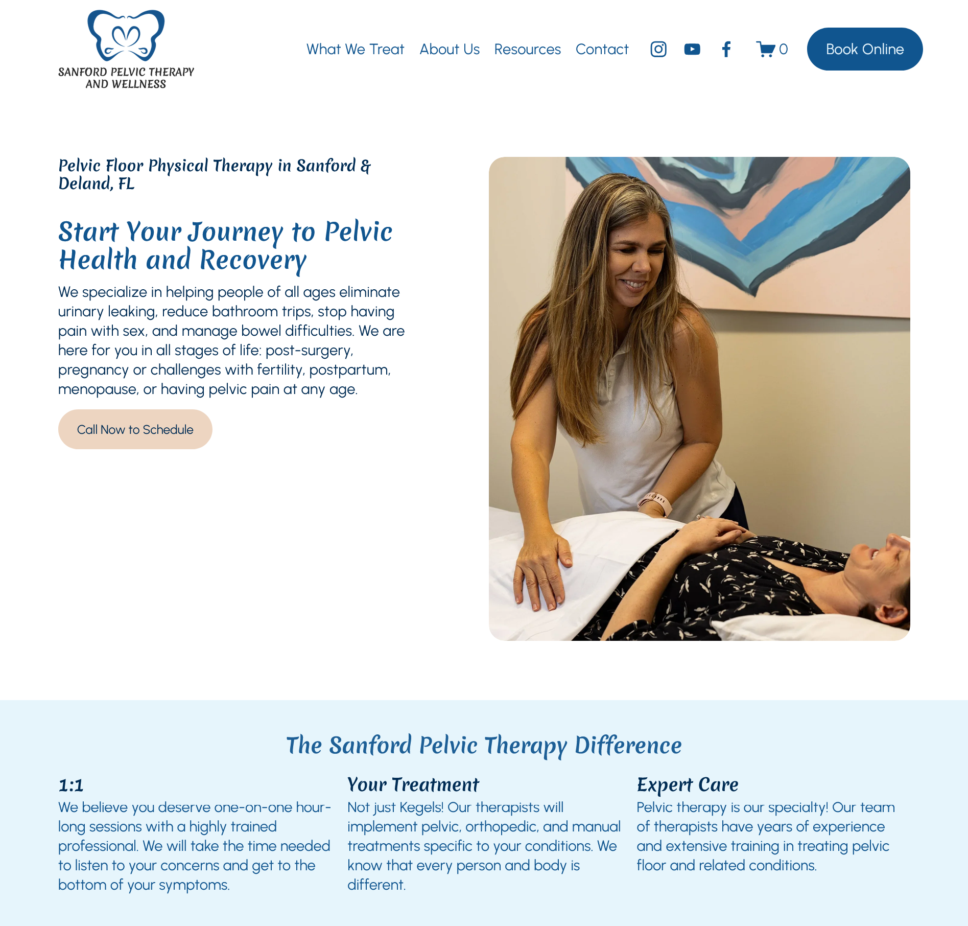 Sanford Pelvic Therapy and Wellness website homepage.