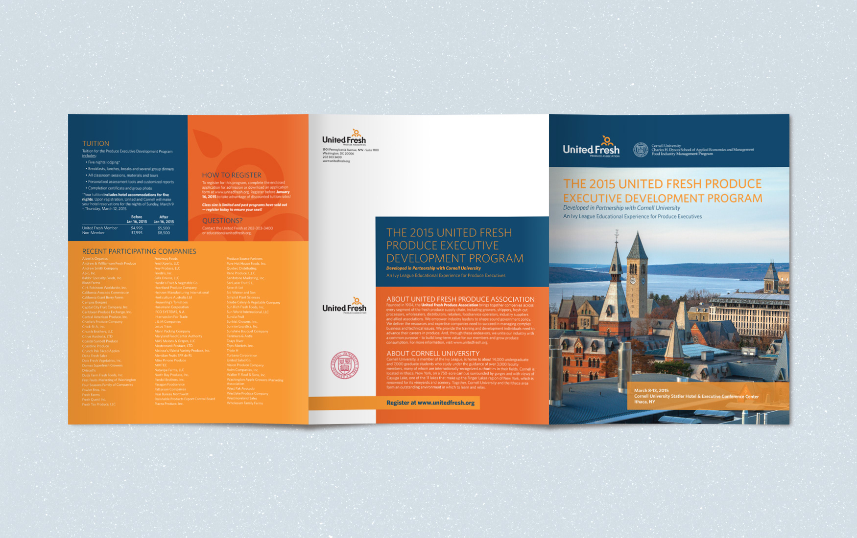 United Fresh Foundation & Cornell University Executive Development Program 2015 tri-fold brochure front panels.
