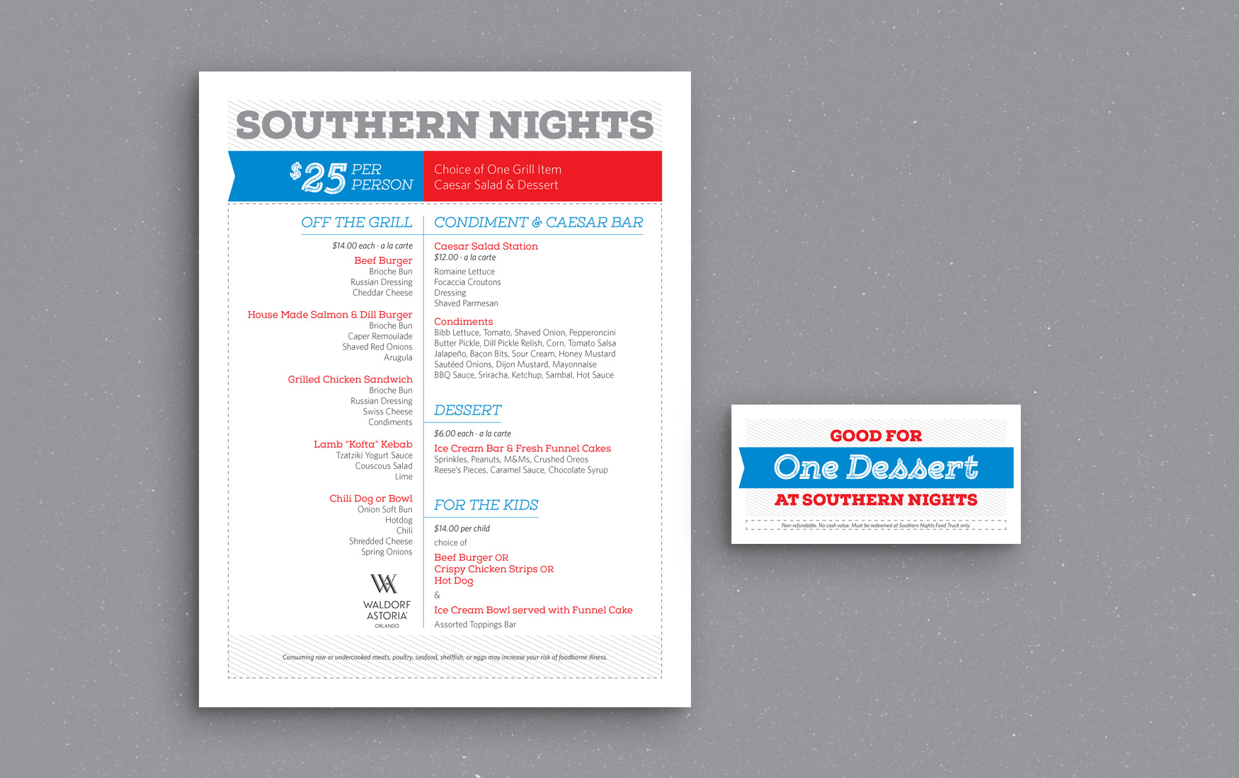 Waldorf Astoria Orlando's Southern Nights events menu and coupon.