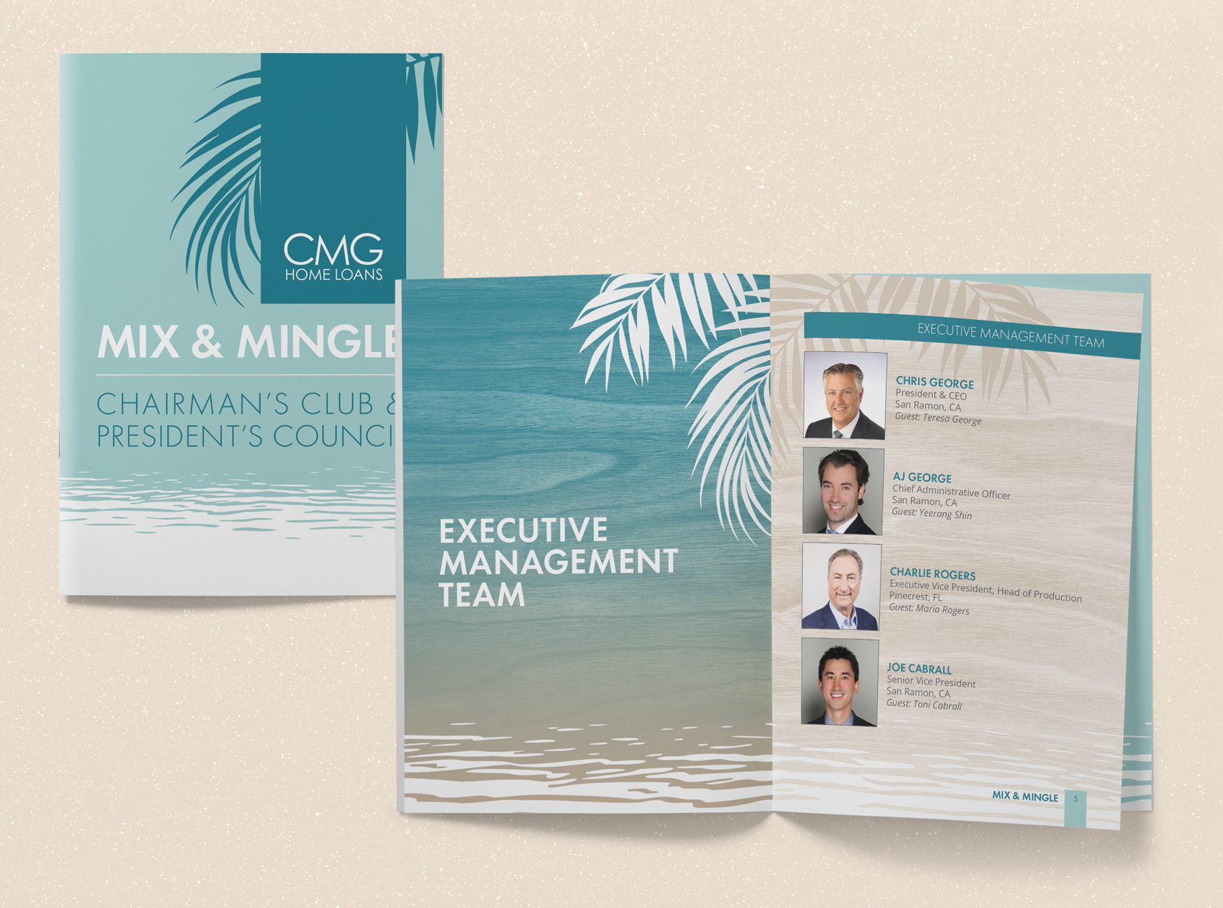 CMG Mix & Mingle brochure cover and inside spread
