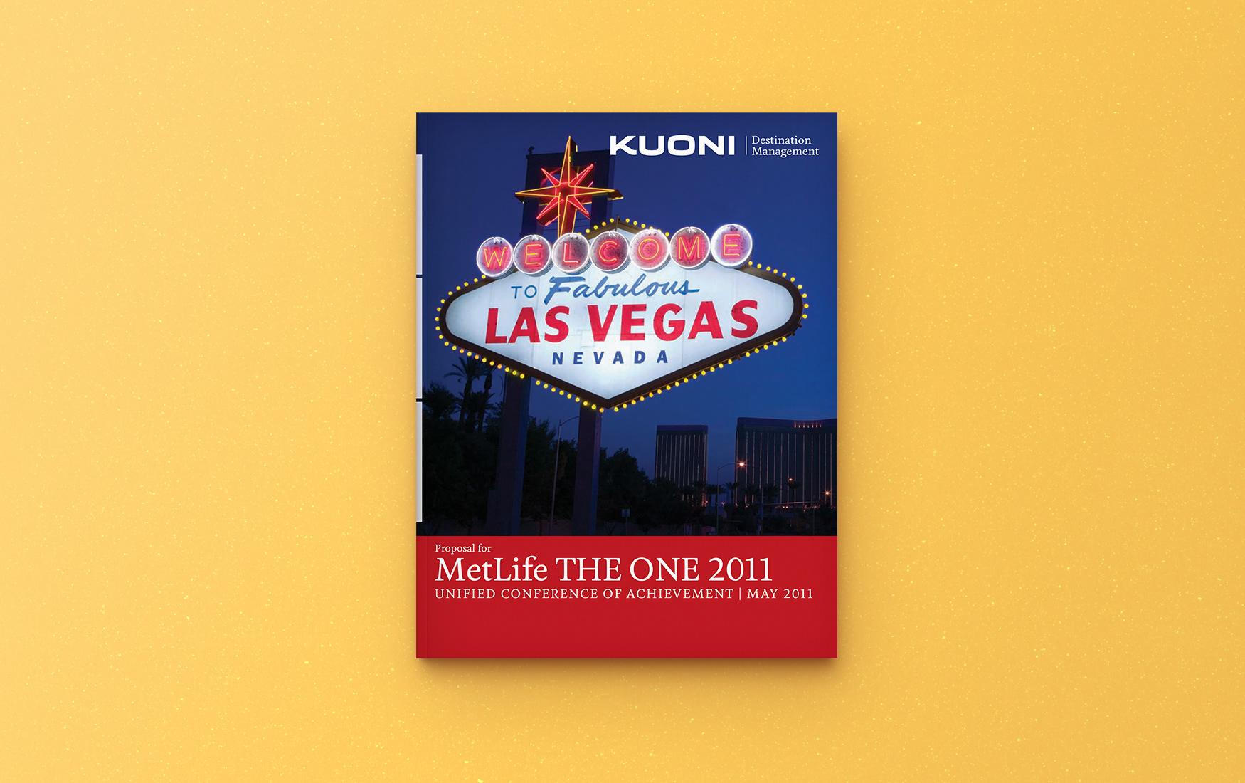 KUONI proposal cover featuring the Welcome to Las Vegas sign.