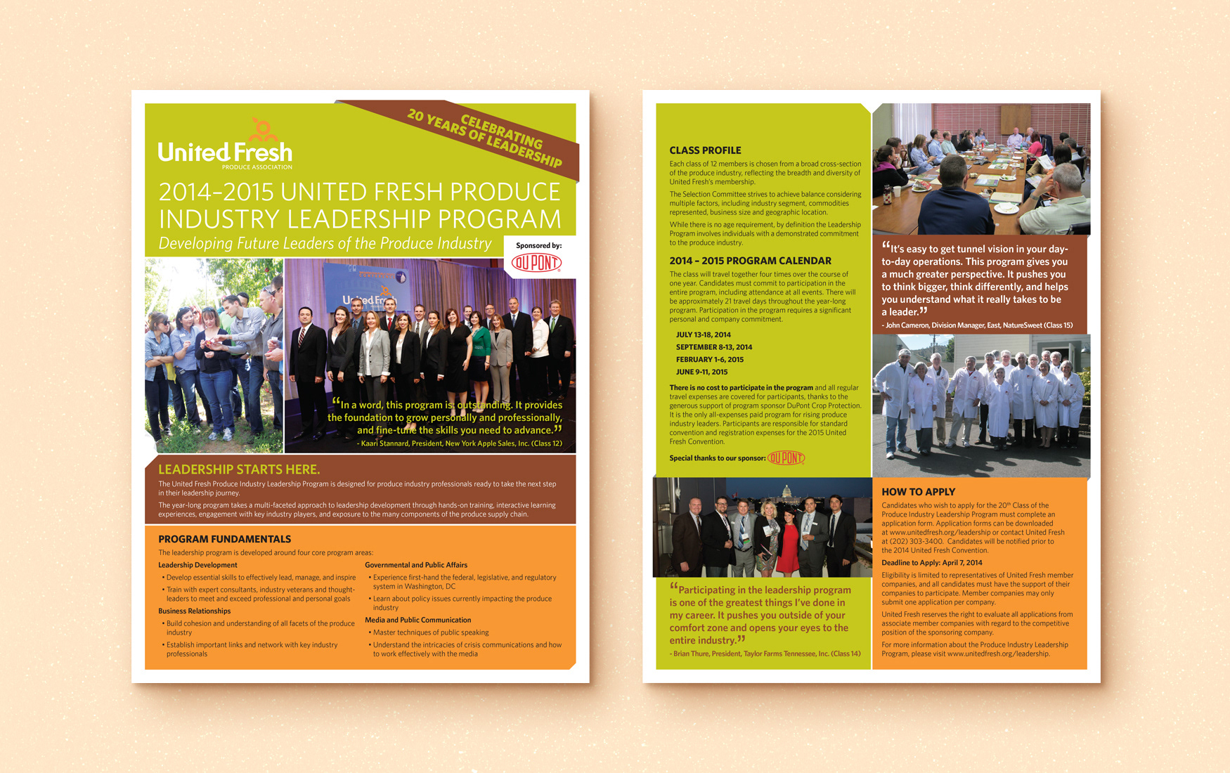 United Fresh two-sided flyer for the Produce Industry Leadership Program.