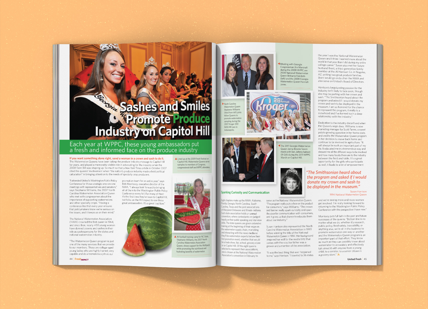 United Fresh Produce Association's Fresh Impact magazine spread about the Watermelon Queens.