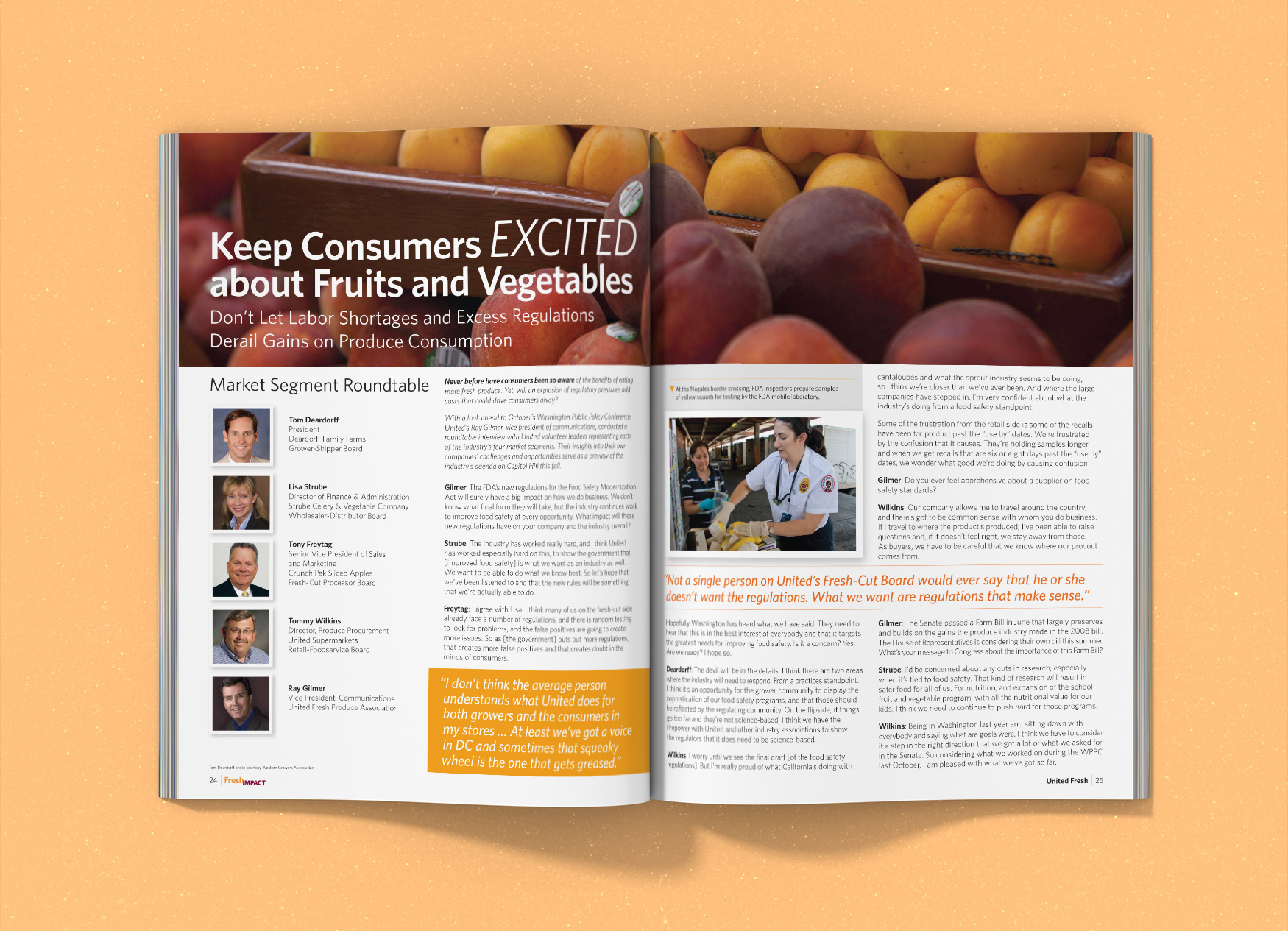 United Fresh Produce Association's Fresh Impact magazine spread about produce consumption.