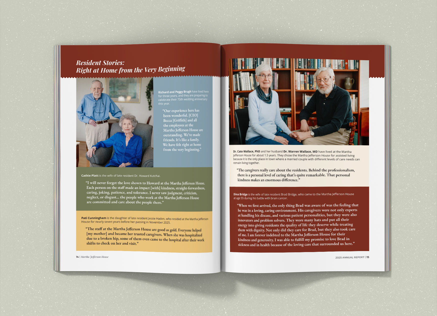 Two page spread of more resident stories.