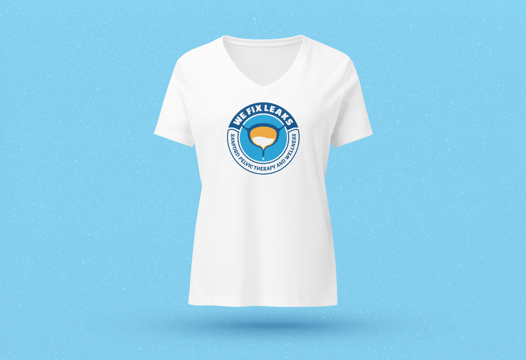 Sanford Pelvic Therapy and Wellness tee that says We Fix Leaks.