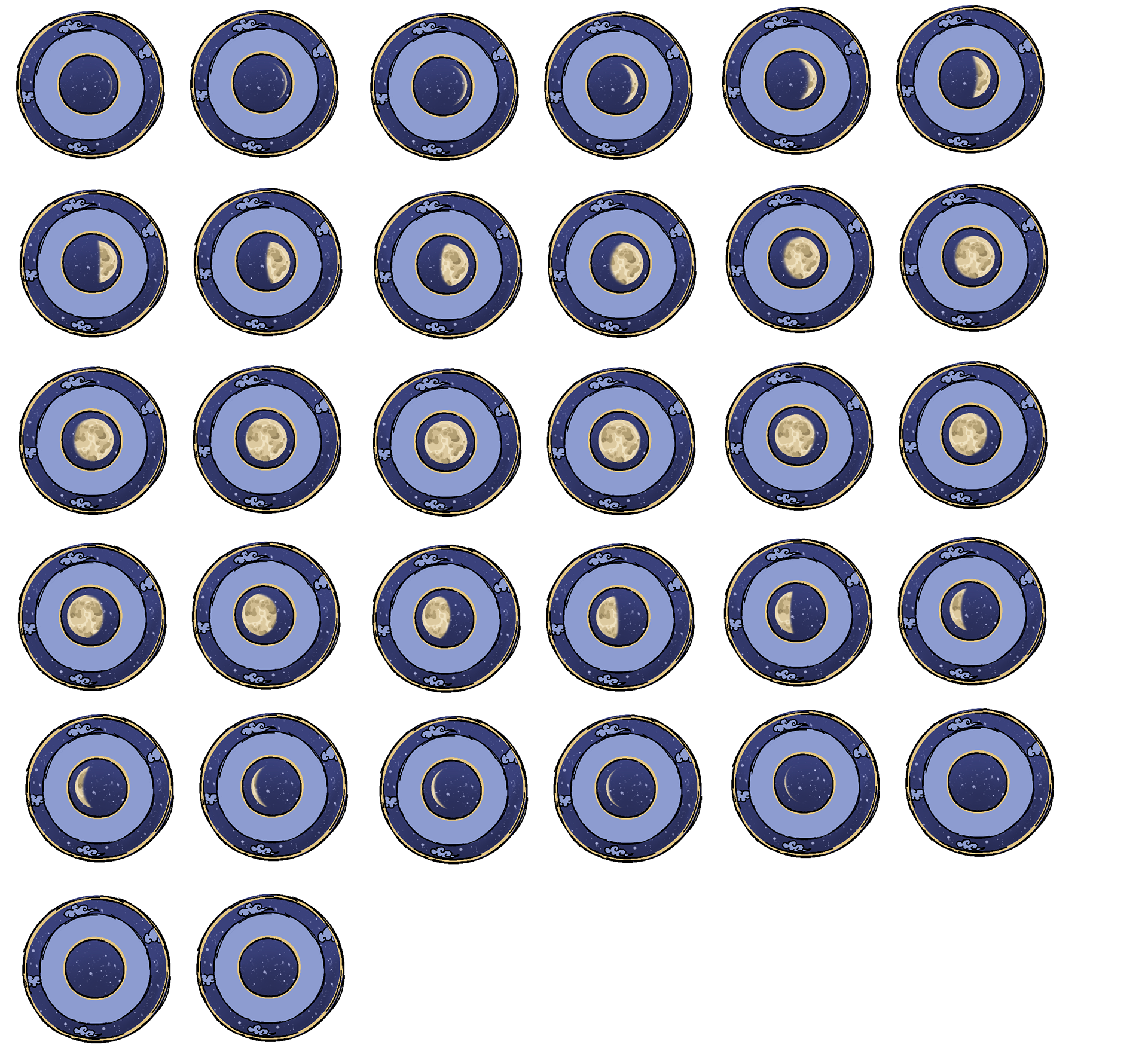 Lunar Phase Tea Plate Bottom