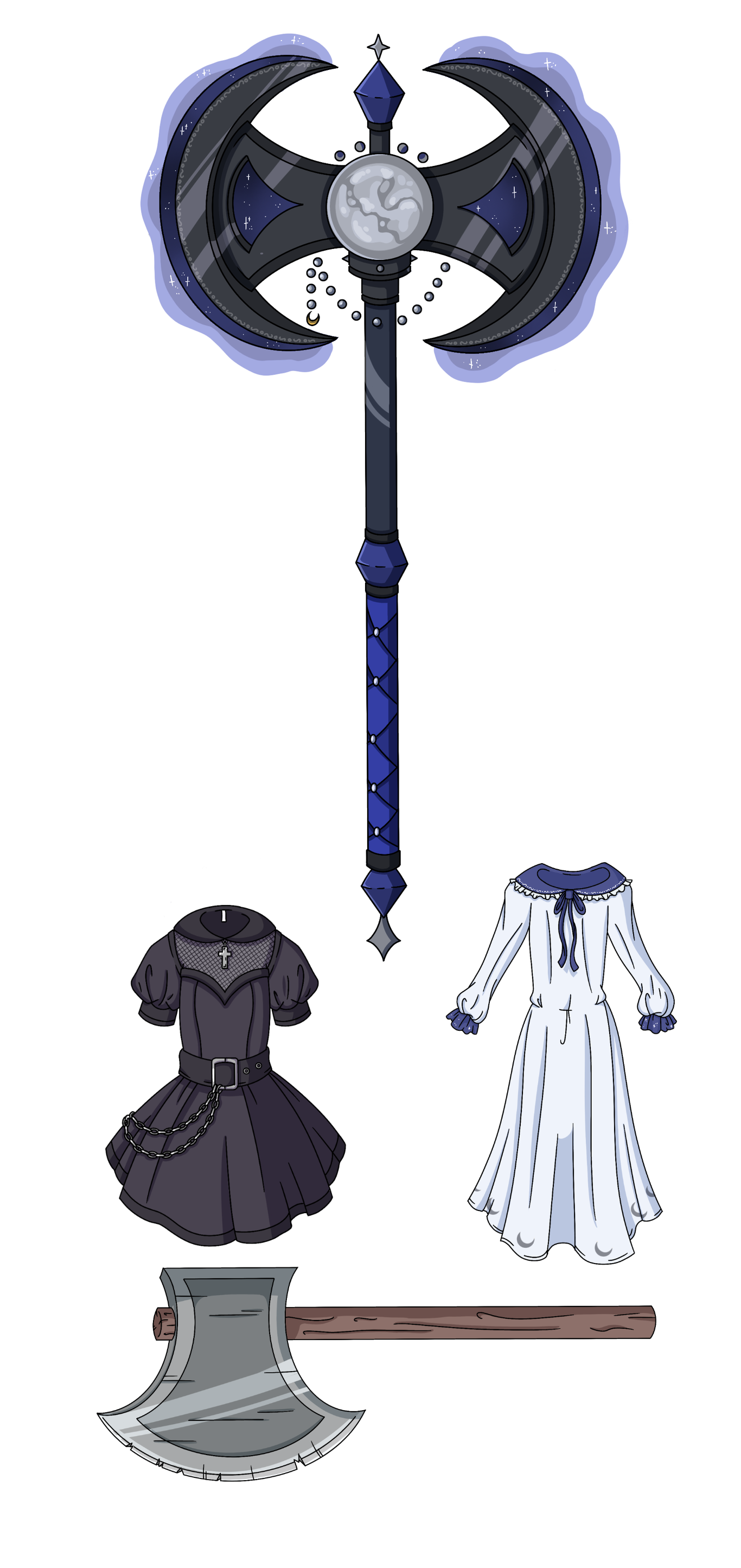 Nox Nobilis: Gothic Dress, Nightgown, Axe