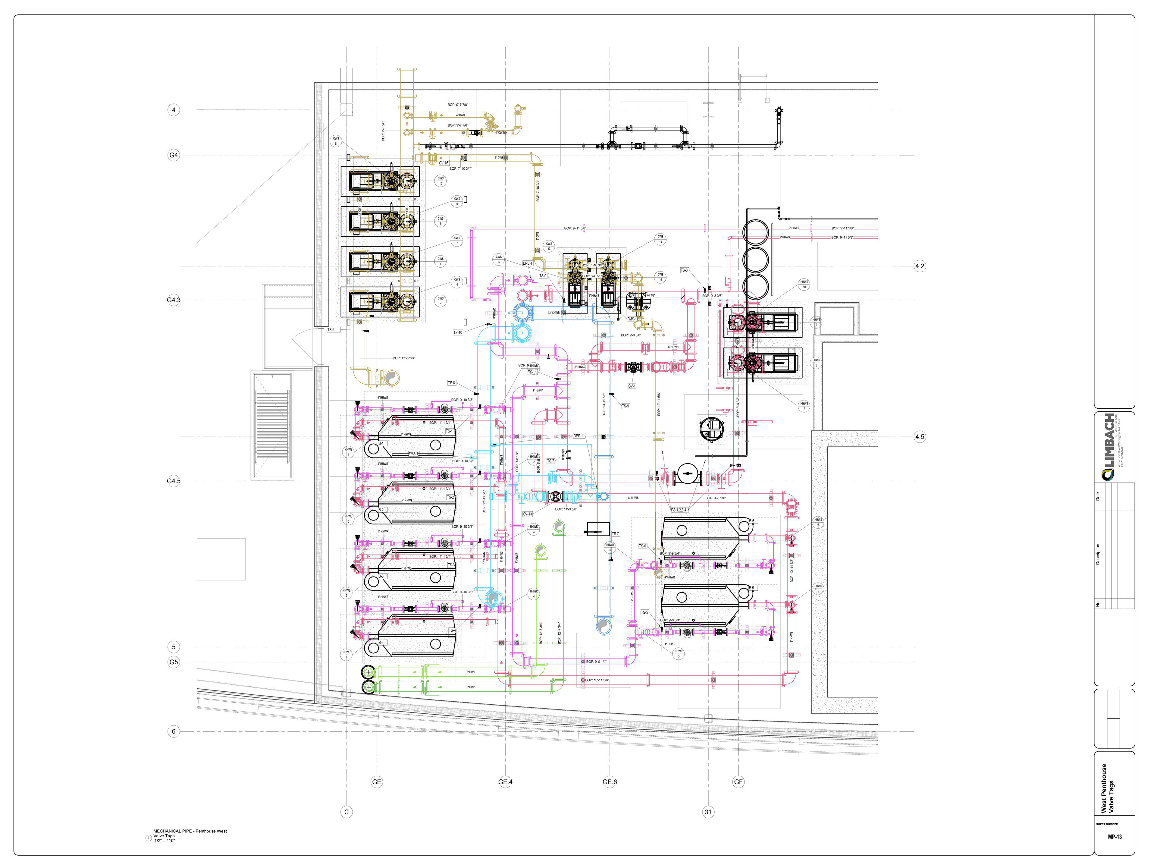 Mechanical room floor plan valve tags