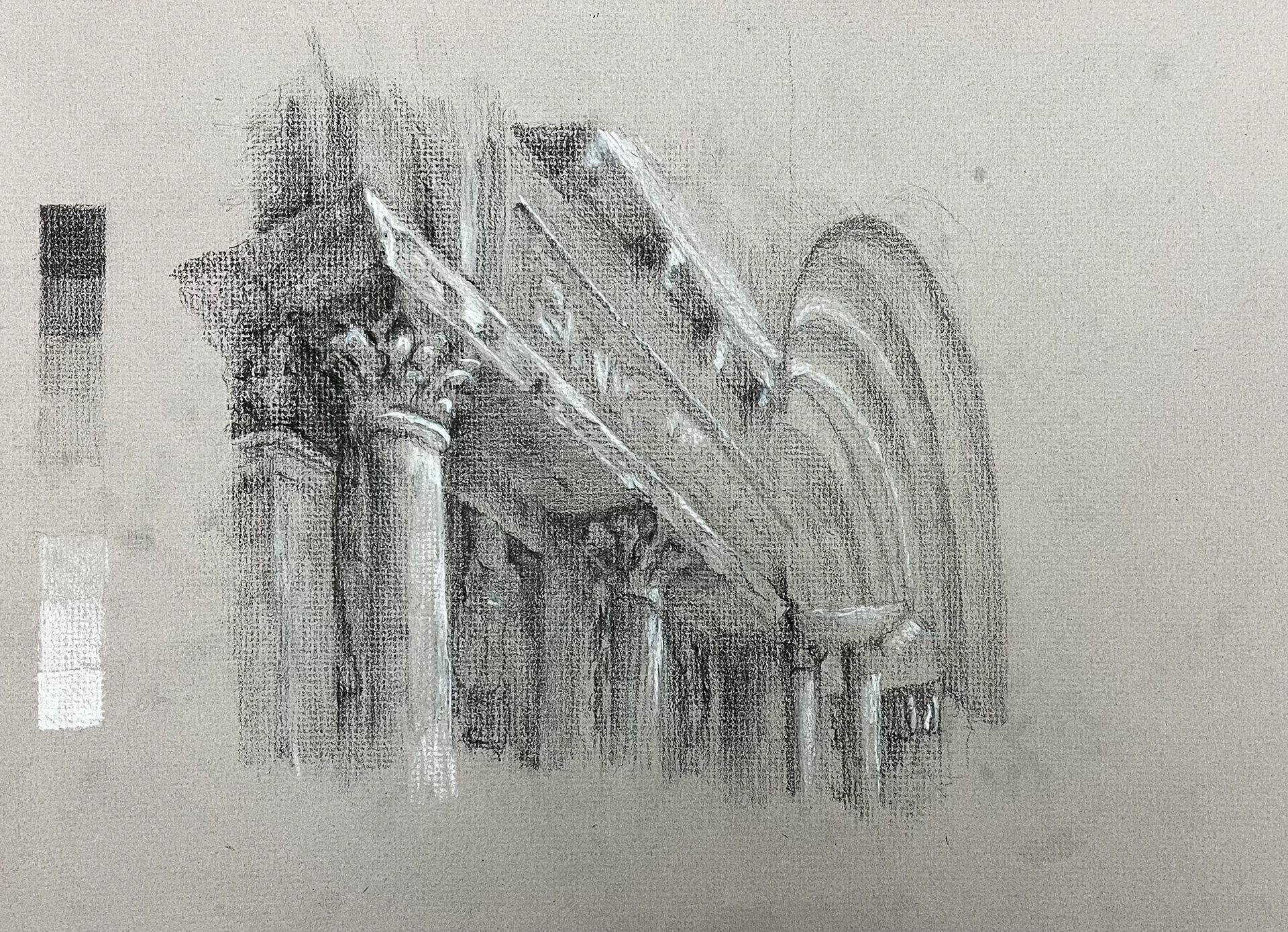 Saint-Gilles-du-Gard - Colored Pencil on Gray Paper