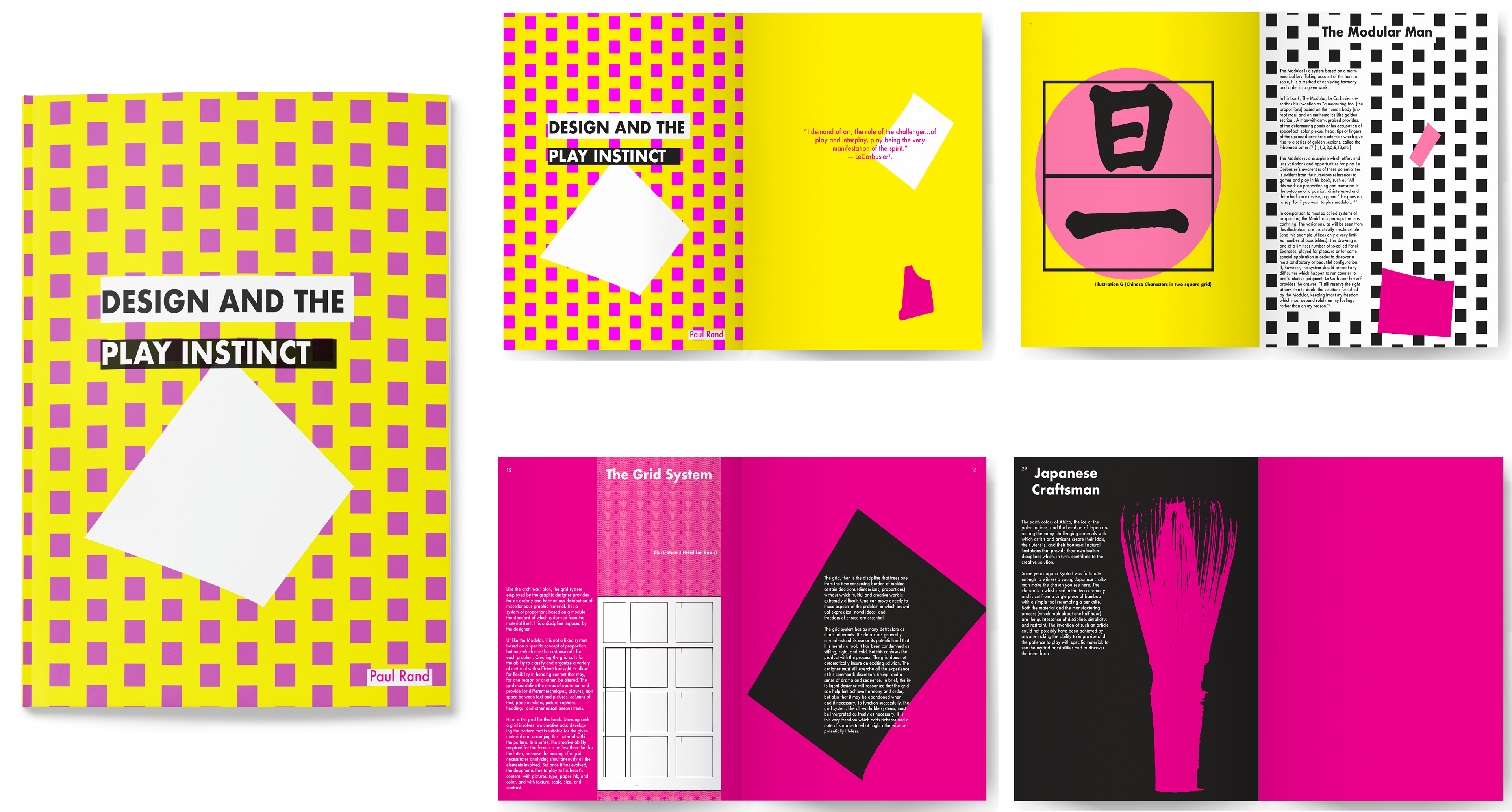 Yellow book cover with four spreads