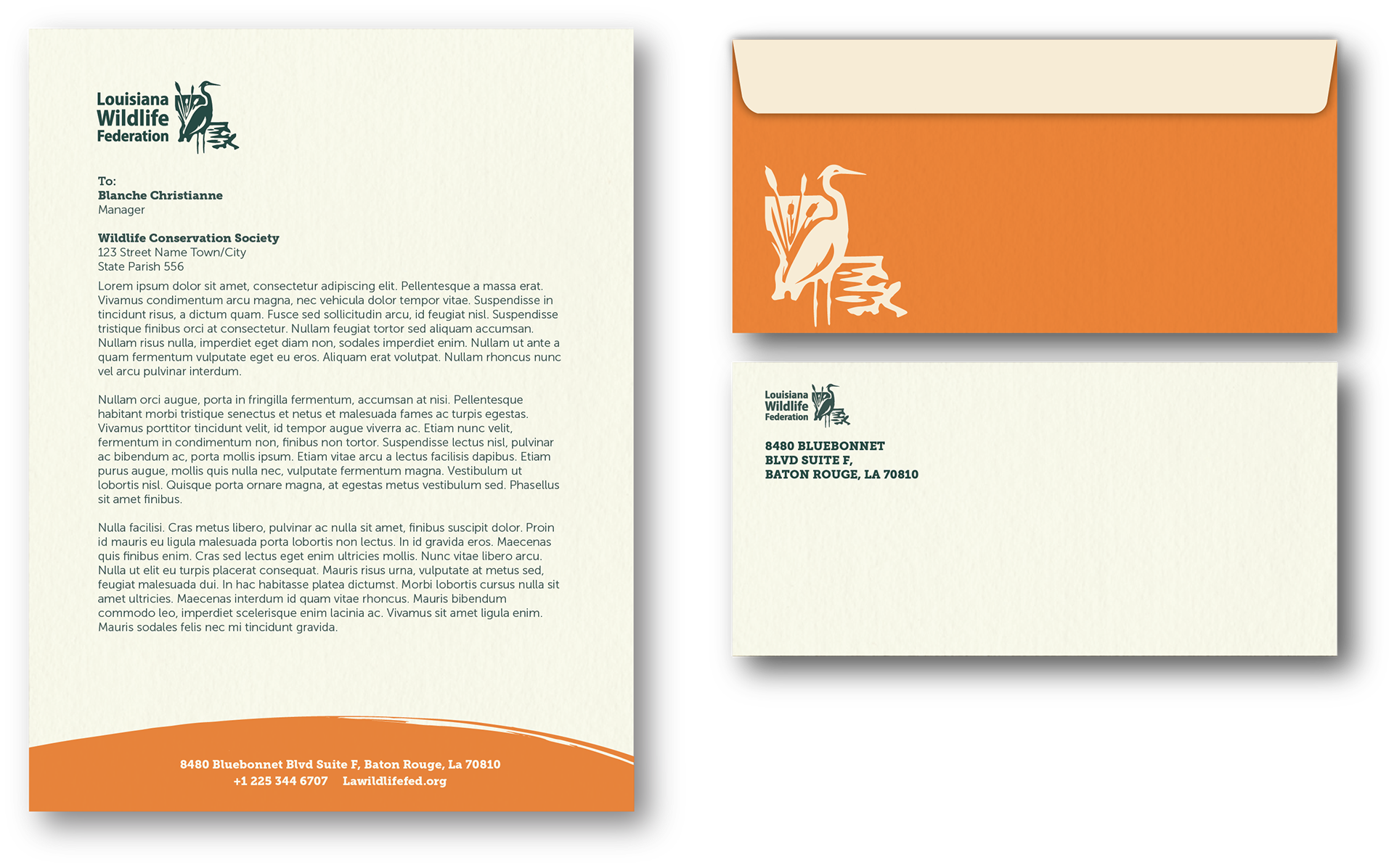 A close-up of a letterhead and envelope