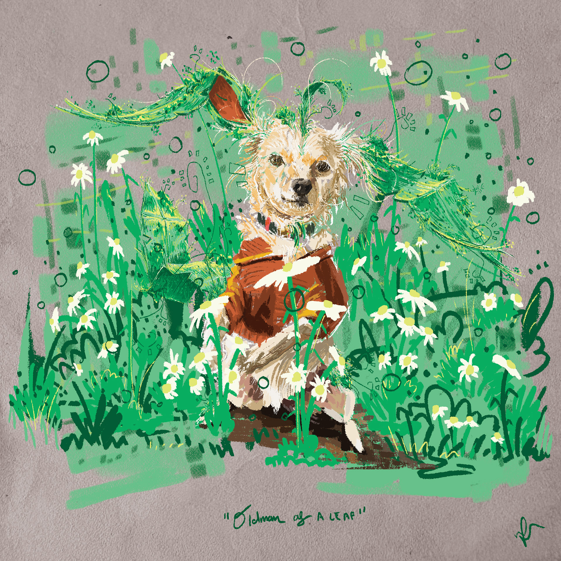 Oldman as a Leaf, 8" x 8"(20.32cm x 20.32cm) Digital Painting Print $100.00 | 0 of 10