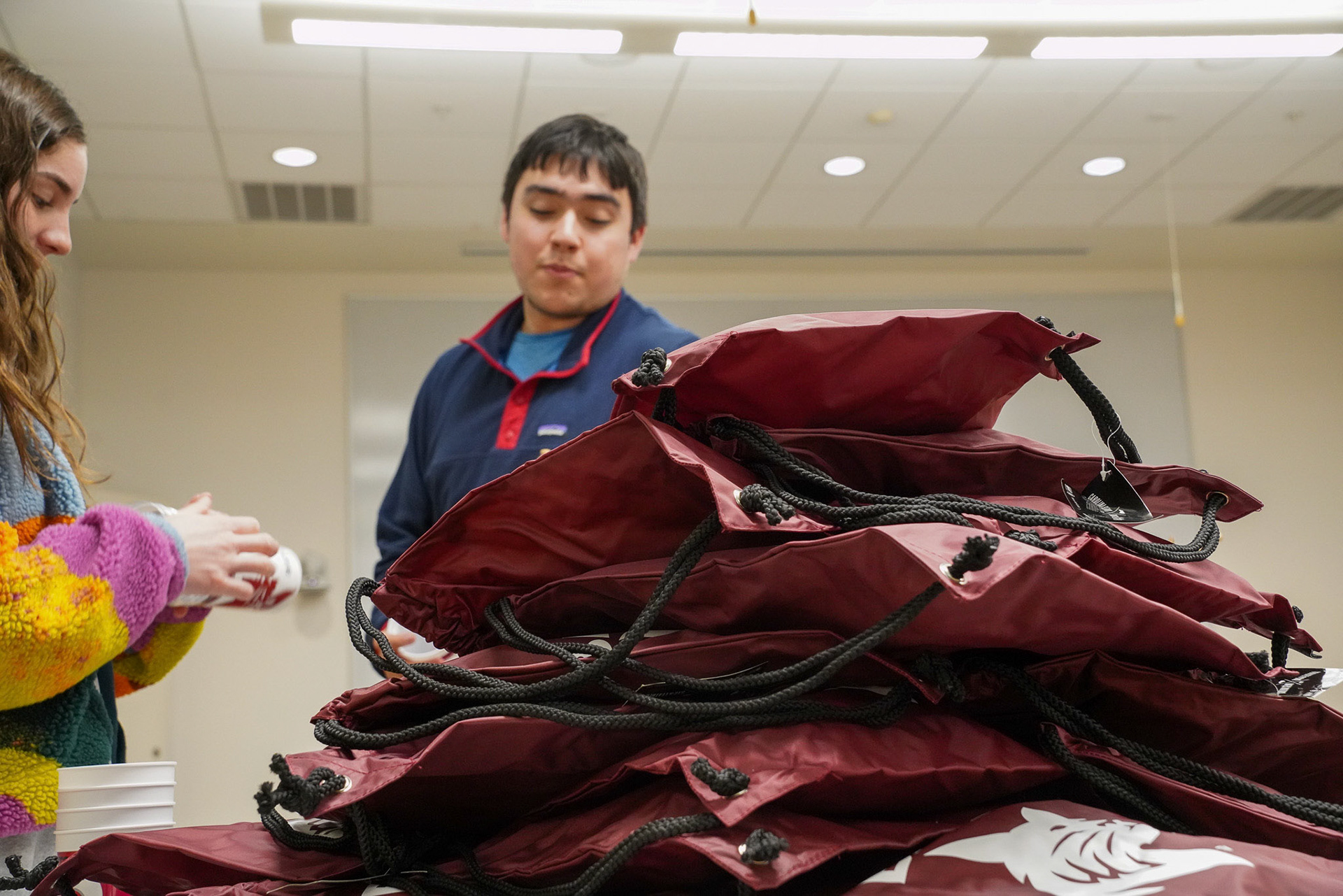 Bates college tote bags from below