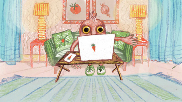 COUCH POTATO - frame-by-frame animation still in Photoshop - Lois Pawson 2021