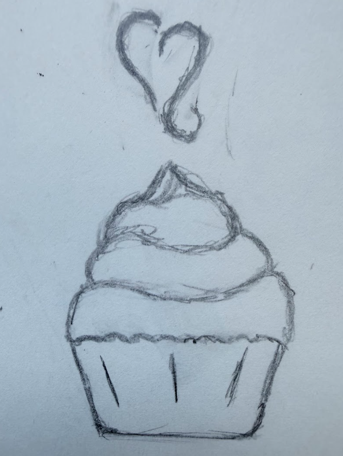 Logo Sketch #2 - While a step in the right direction, I had then thought the cupcake and the heart we're two separate entities, rather than one.