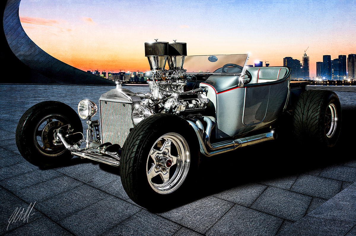 Silver T Bucket Hot Rod