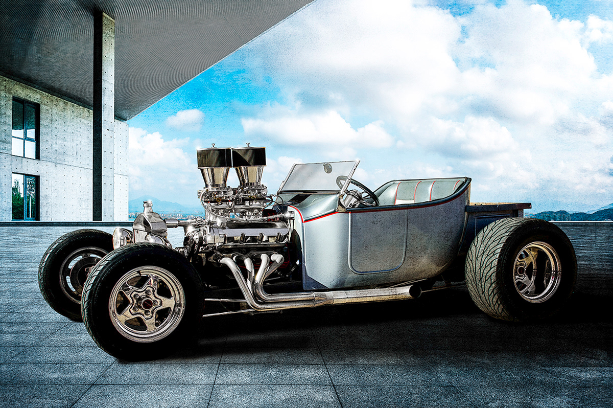 Silver T Bucket Hot Rod