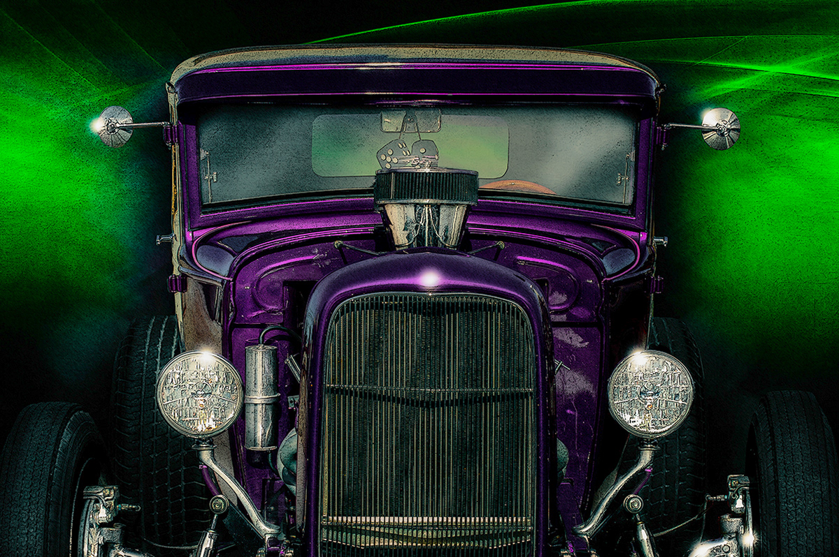Purple Hot Rod with Rumble Seat