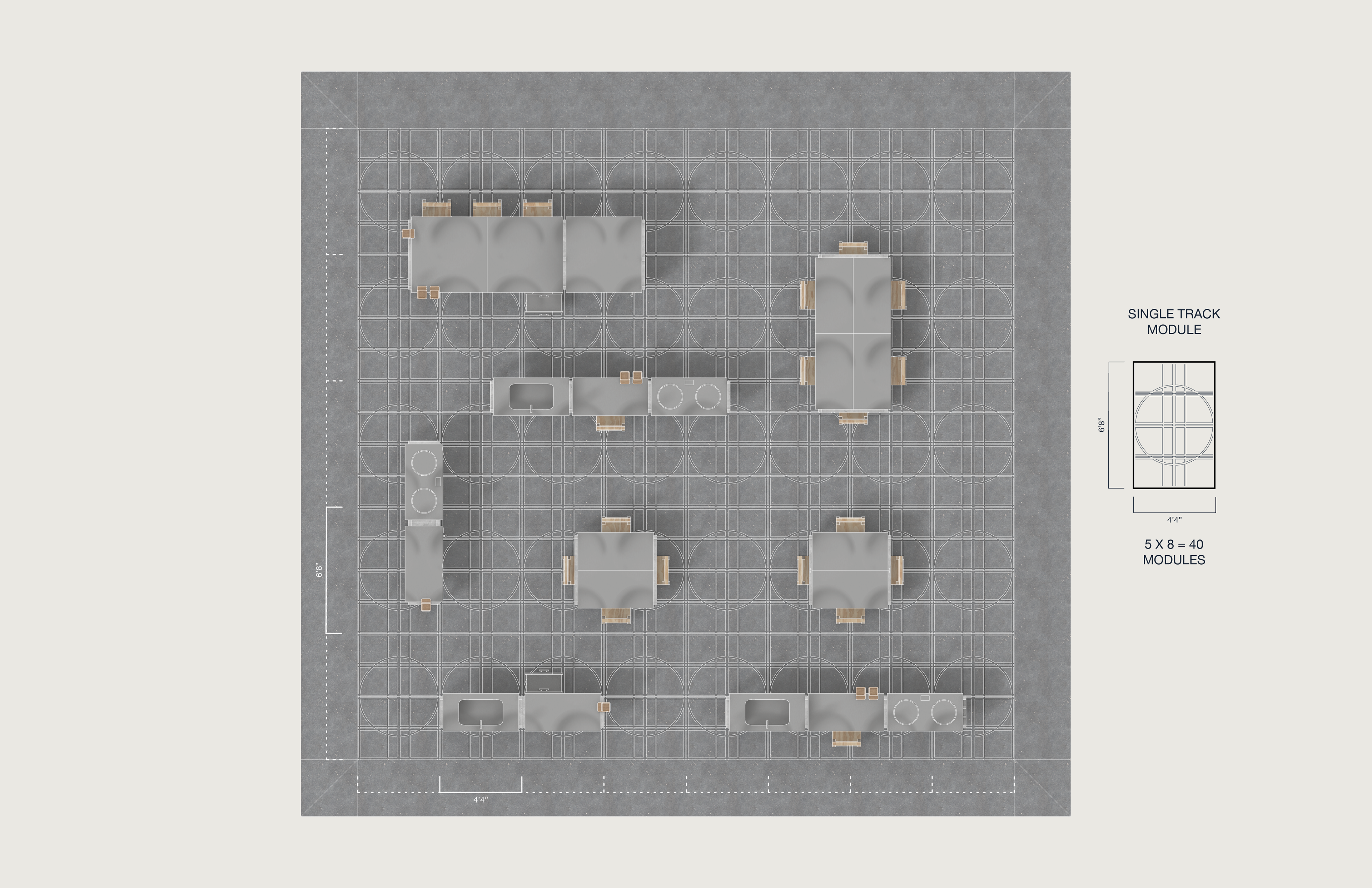 plan view showing arrangement of floor modules
